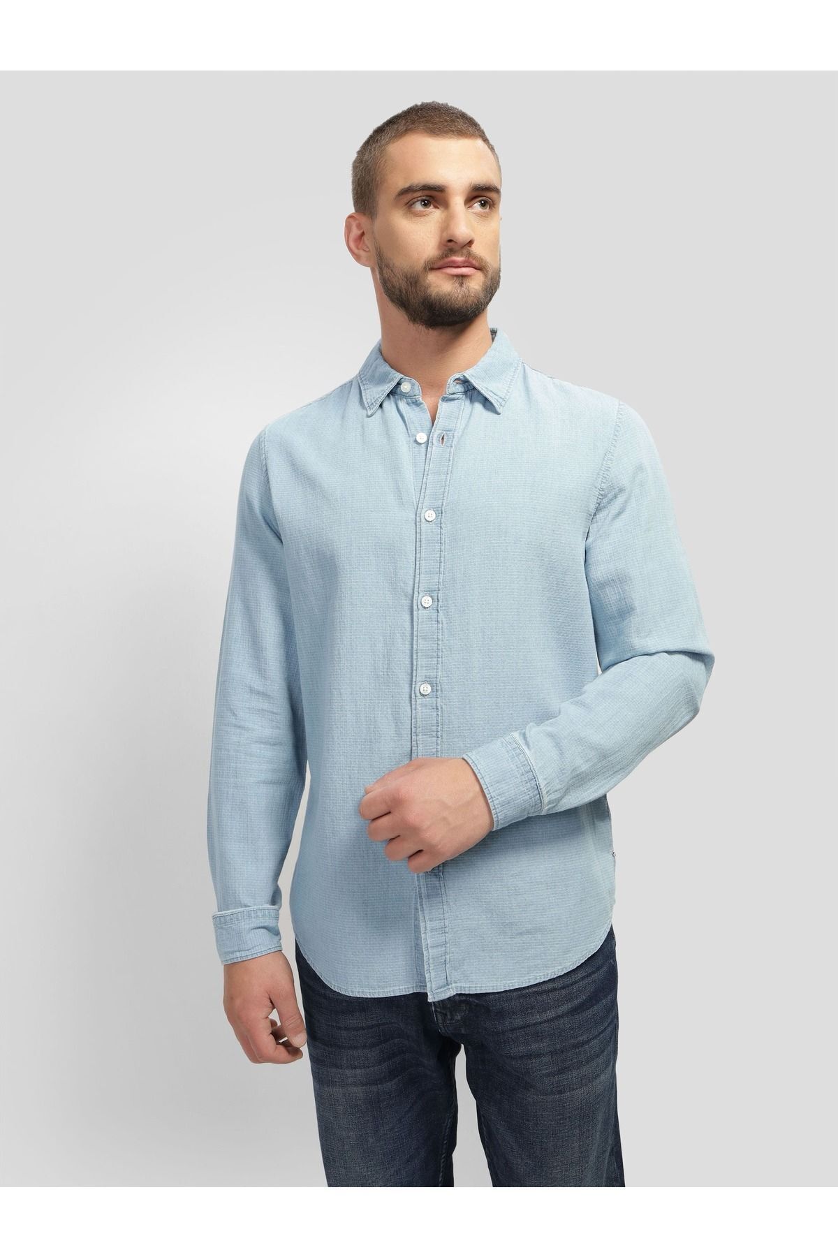 پیراهن مردانه آبی گس | M4GH62WG1X0-FB3F اورجینال - تصویر 2