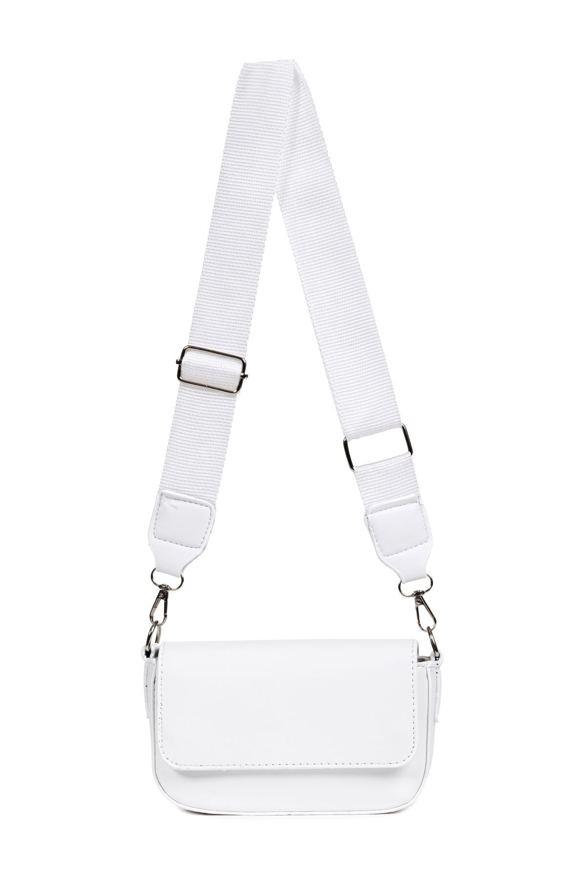 macharel jeans-Weiße kleine Baguette-Tasche mit überkreuztem Riemen 3