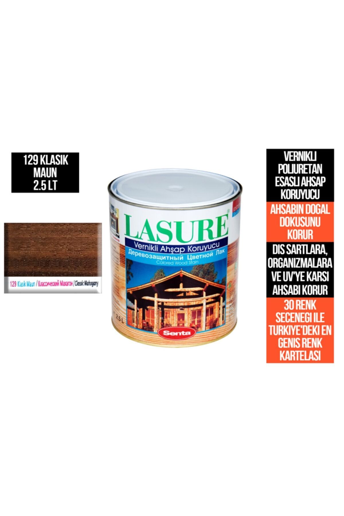 Genel Markalar Lasure Ahşap Koruyucu Vernik 0.75 Lt 129 Klasik Maun (PİNOTEKS VERNİK)