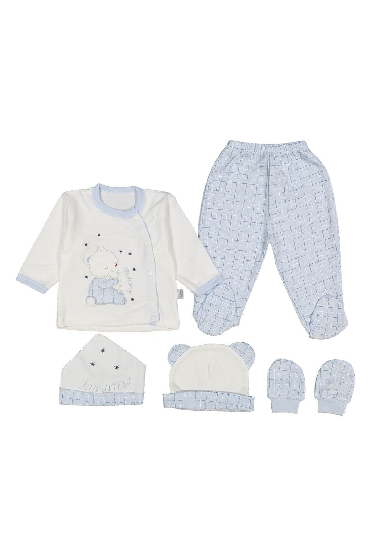 ست نوزادی پسرانه – دخترانه آبی Genel Markalar | GAYEBB 02231 اورجینال - تصویر 2