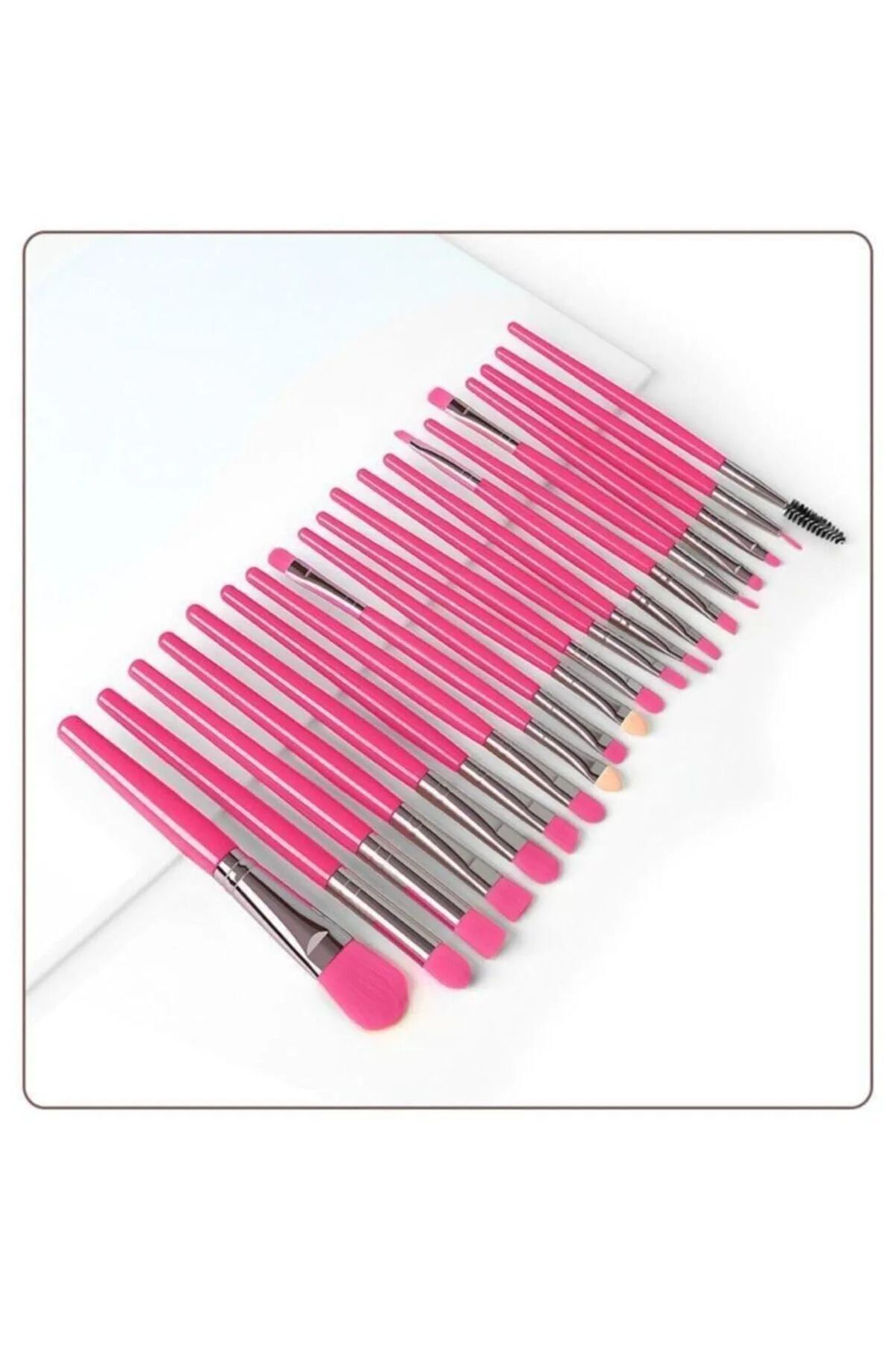 20'li Parça Makyaj Fırça Seti Neon Pembe Renk — 025878 — تصویر 2 از 3