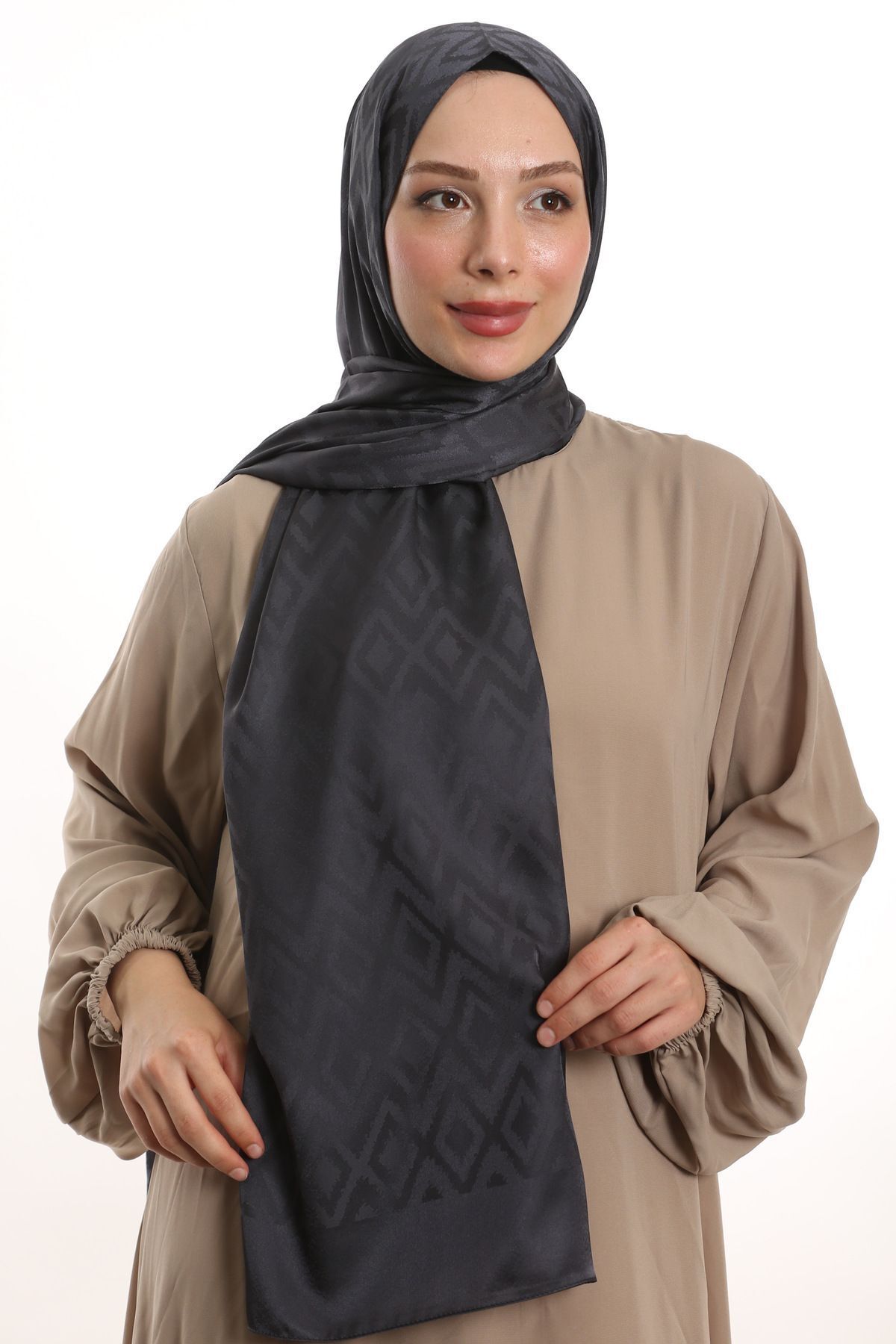 m moon scarf-High Quality Smoked Tile Pattern Silky Jacquard Shawl - Italian Stitching, Imported Fabric 3