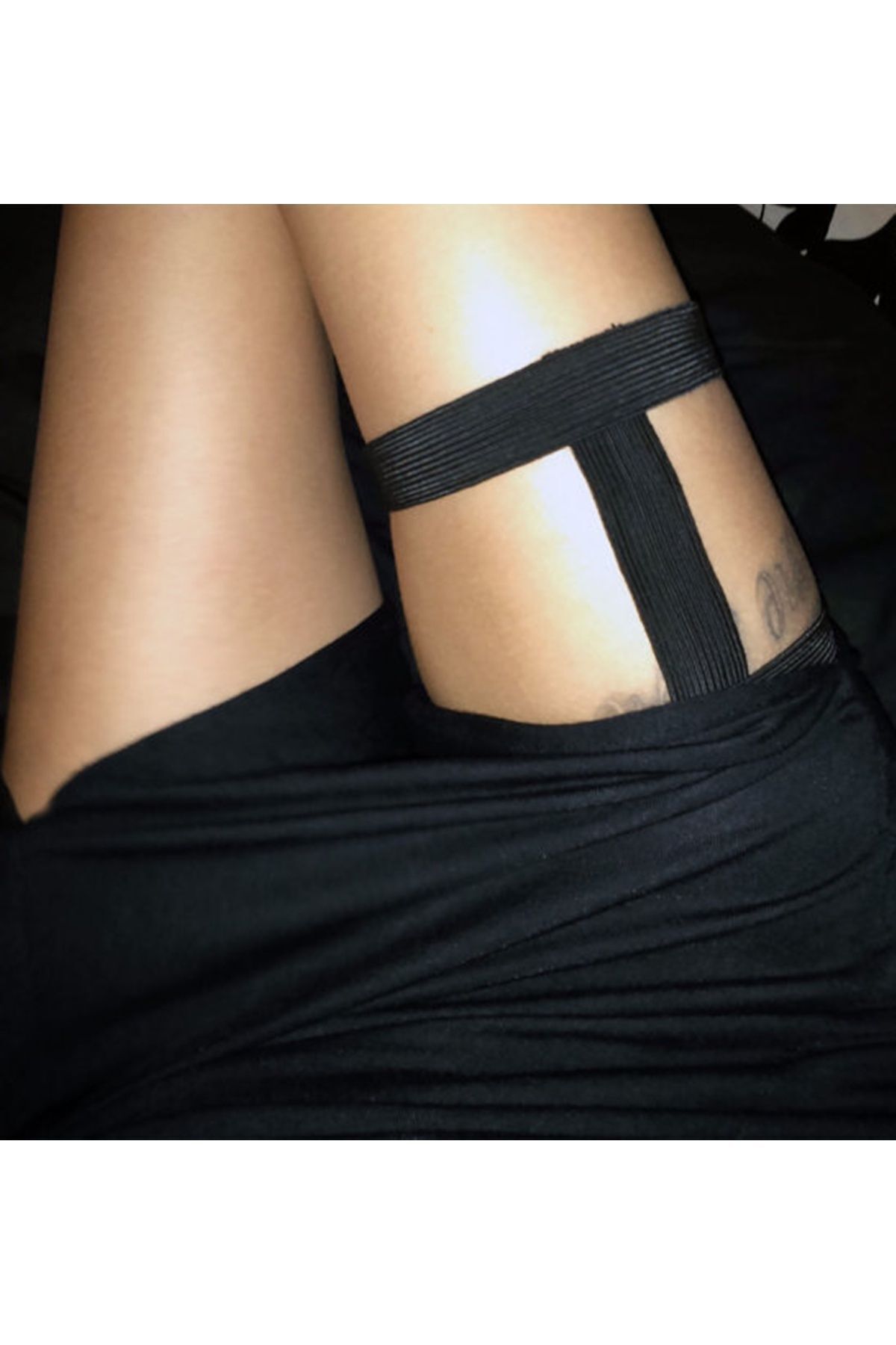 Nishstyle 1 Adet Simli Lastik İki Katlı Kadın Bacak Kemeri