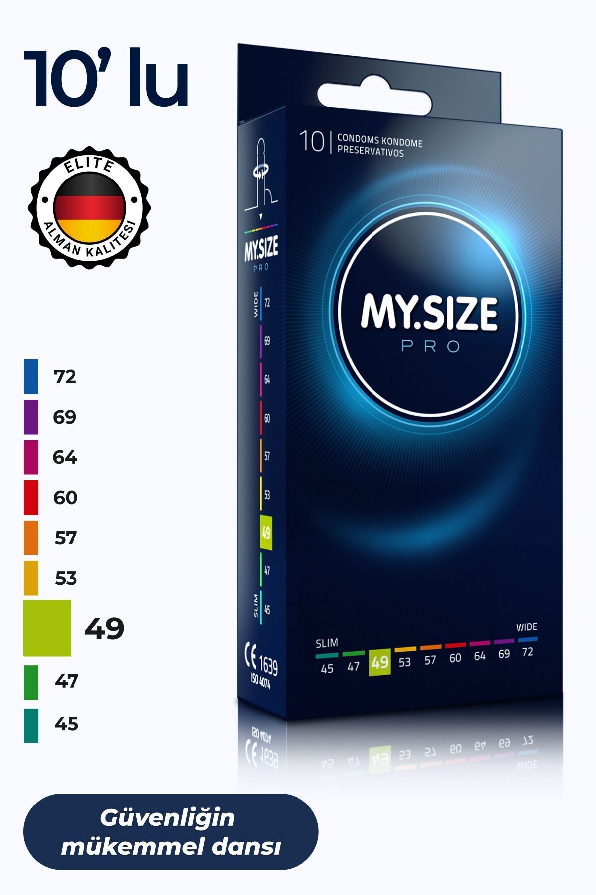Mysize PRO Prezervatif - Alman Kalitesi - Ultra Ince - 10'lu - 49 Beden