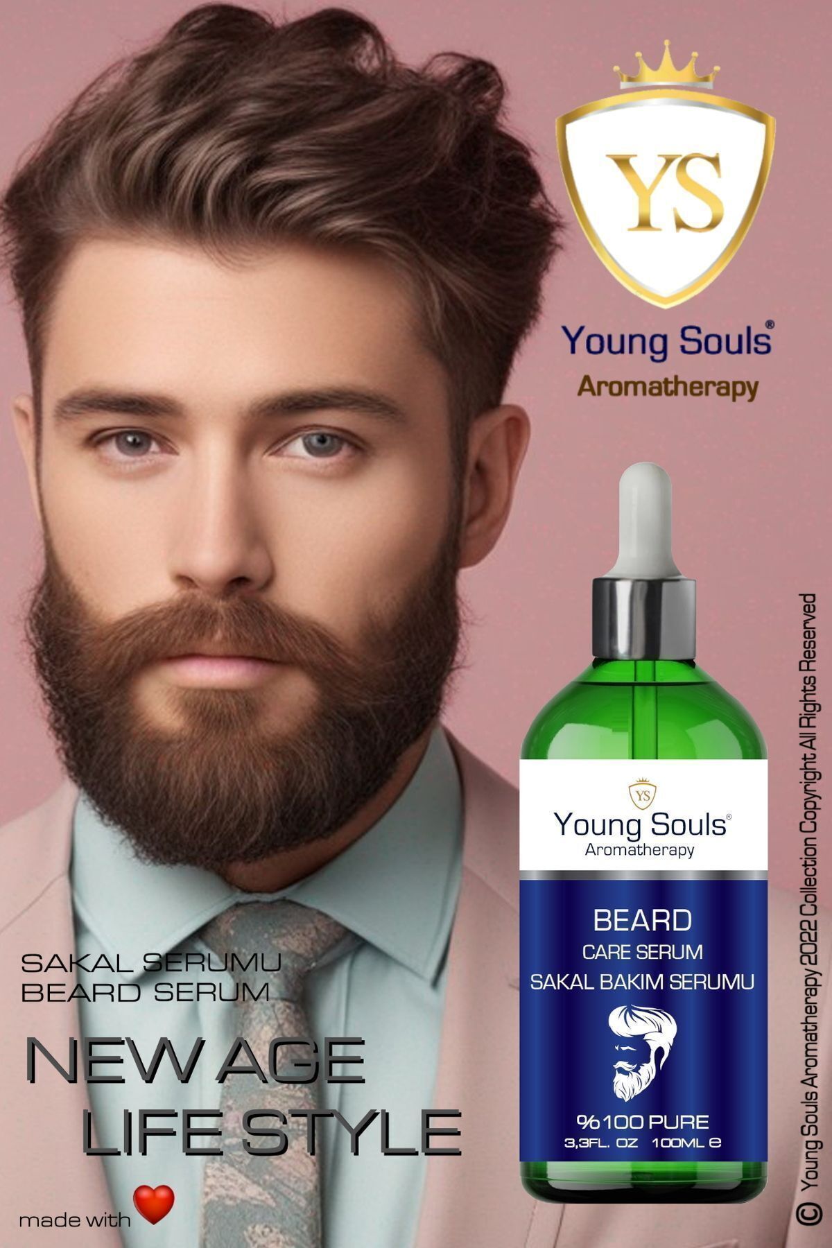 سرم ترمیم کننده سبیل ریش تقویت کننده آروماتراپی موثر در نواحی خالی 100 میلی لیتر YOUNG SOULS