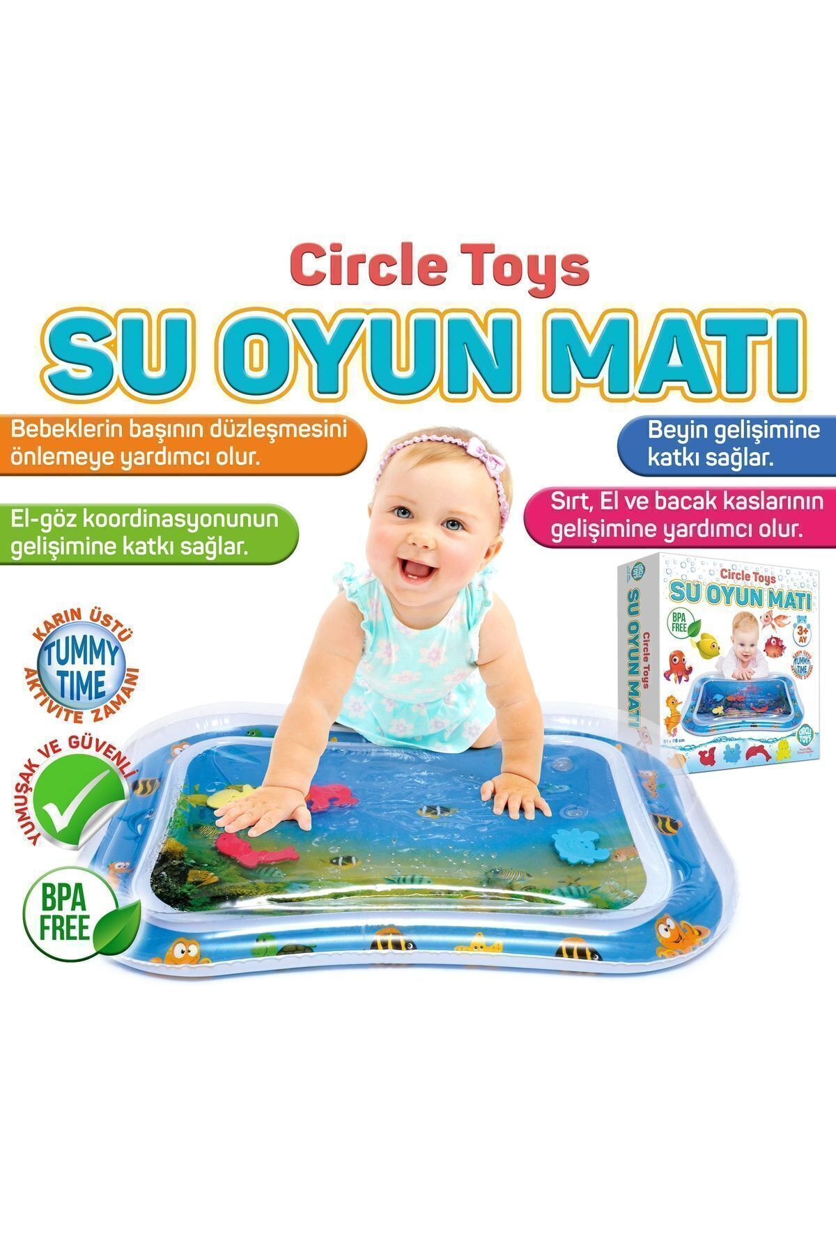 Circle Toys Bebek Su Matı Tummy Time Aktivite Oyuncağı Su Havuzu fotoğrafı 4 (önizleme)