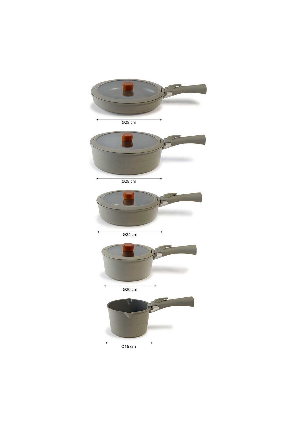 NEOFLAM-Midas Gray 11 Piece Interlocking Pots and Pans Set with Detachable Handle 8