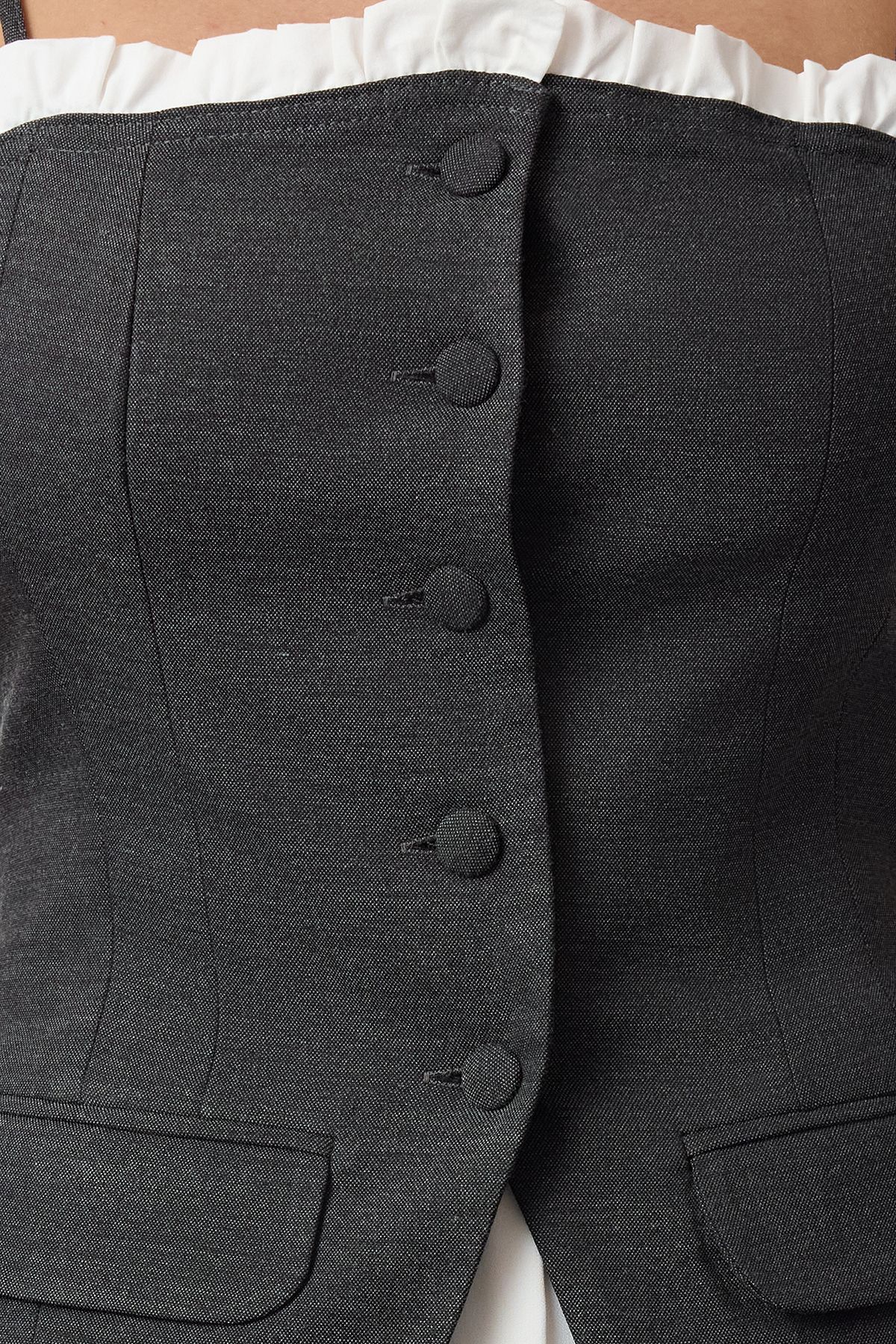 Trendyol Collection-Strappy Anthracite Woven Vest - Twoaw25Ye00057 3