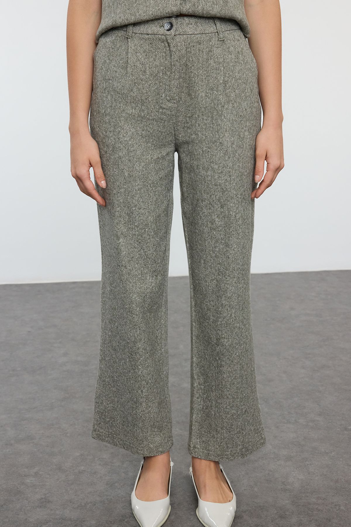 Trendyol Collection-Green Herringbone Woven Blazer Jacket and Vest Pants Set - Twoaw25Au00110 4