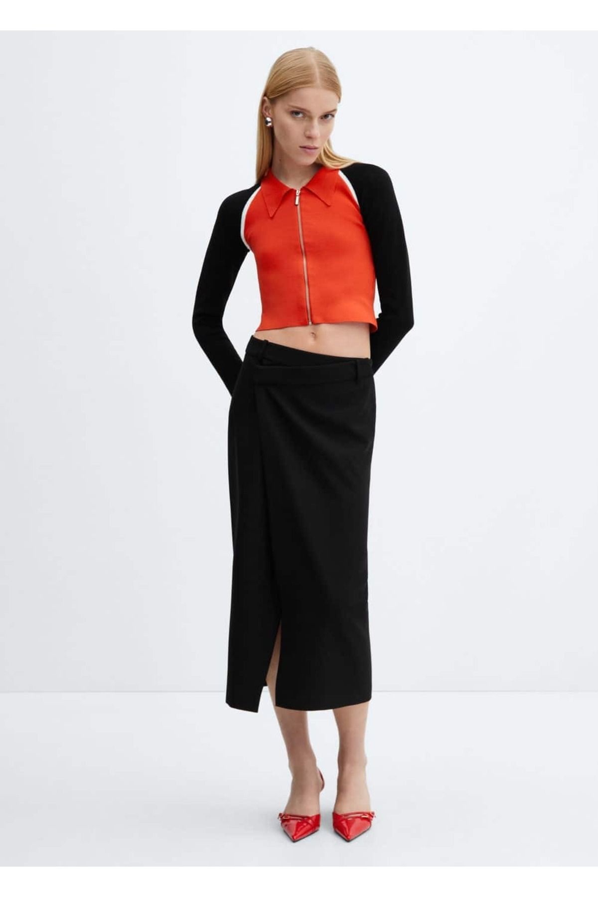 MANGO Woman-Short Zippered Cardigan 2