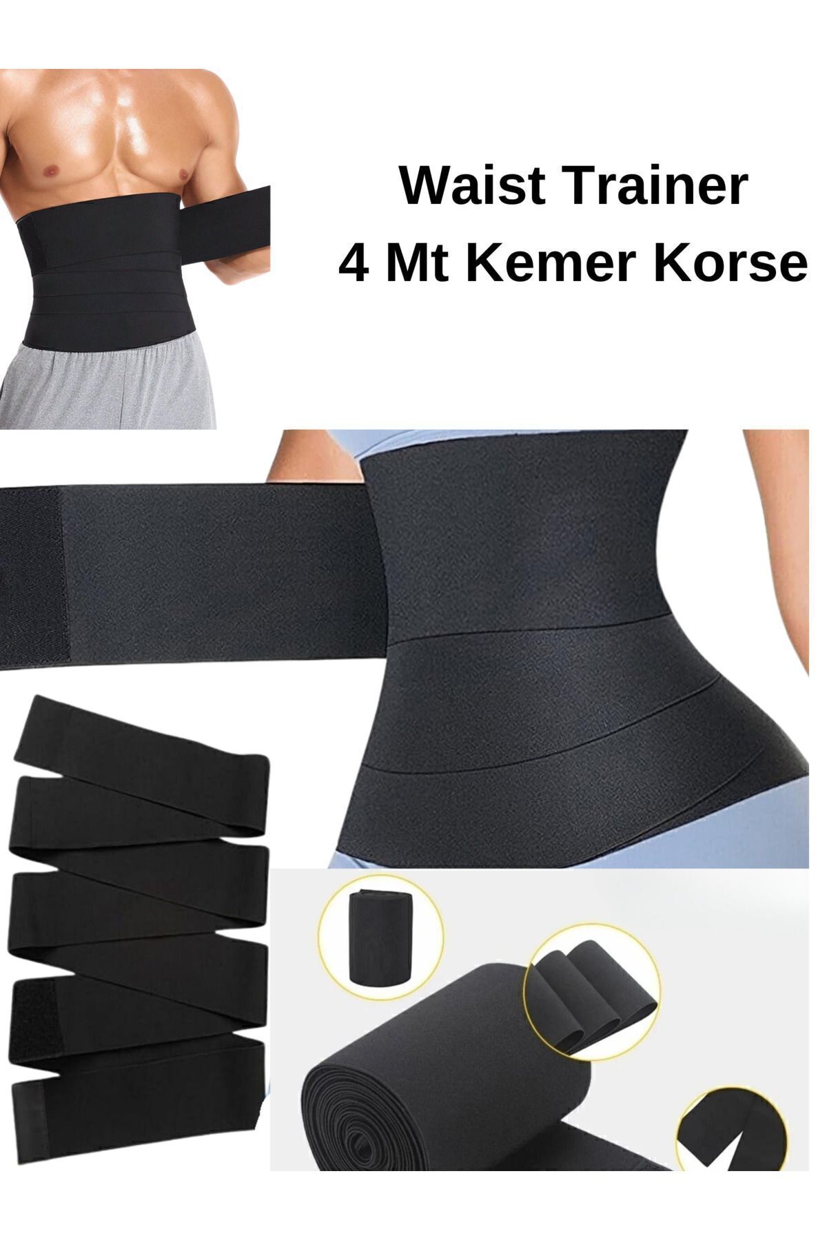 ARTUAL 4mt Göbek Toparlayıcı Sıkılaştırıcı Bele Dolamalı Kum Saati 4m Sarma Termal Kemer Bel Korsesi