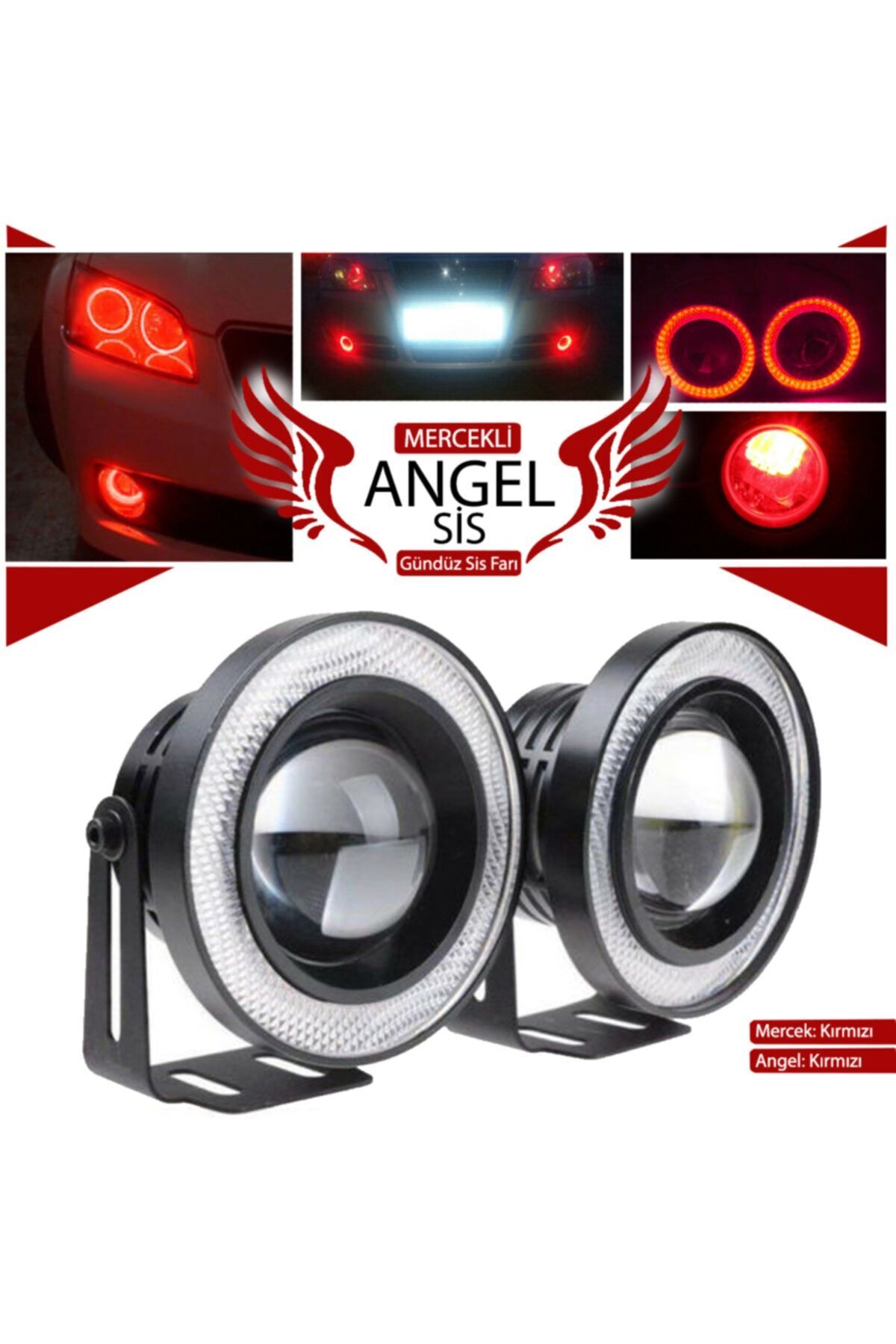 Carlifestyle Mercekli Angel Led Halkalı Sis Far Metal Alaşım Gövde Su Geçirmez 76mm