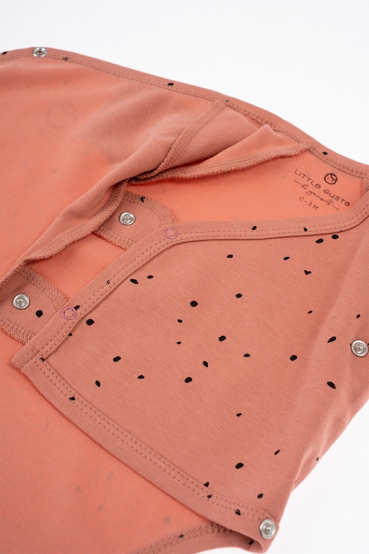 بادی نوزادی پسرانه – دخترانه صورتی Little Gusto | 411ZIB اورجینال - تصویر 3