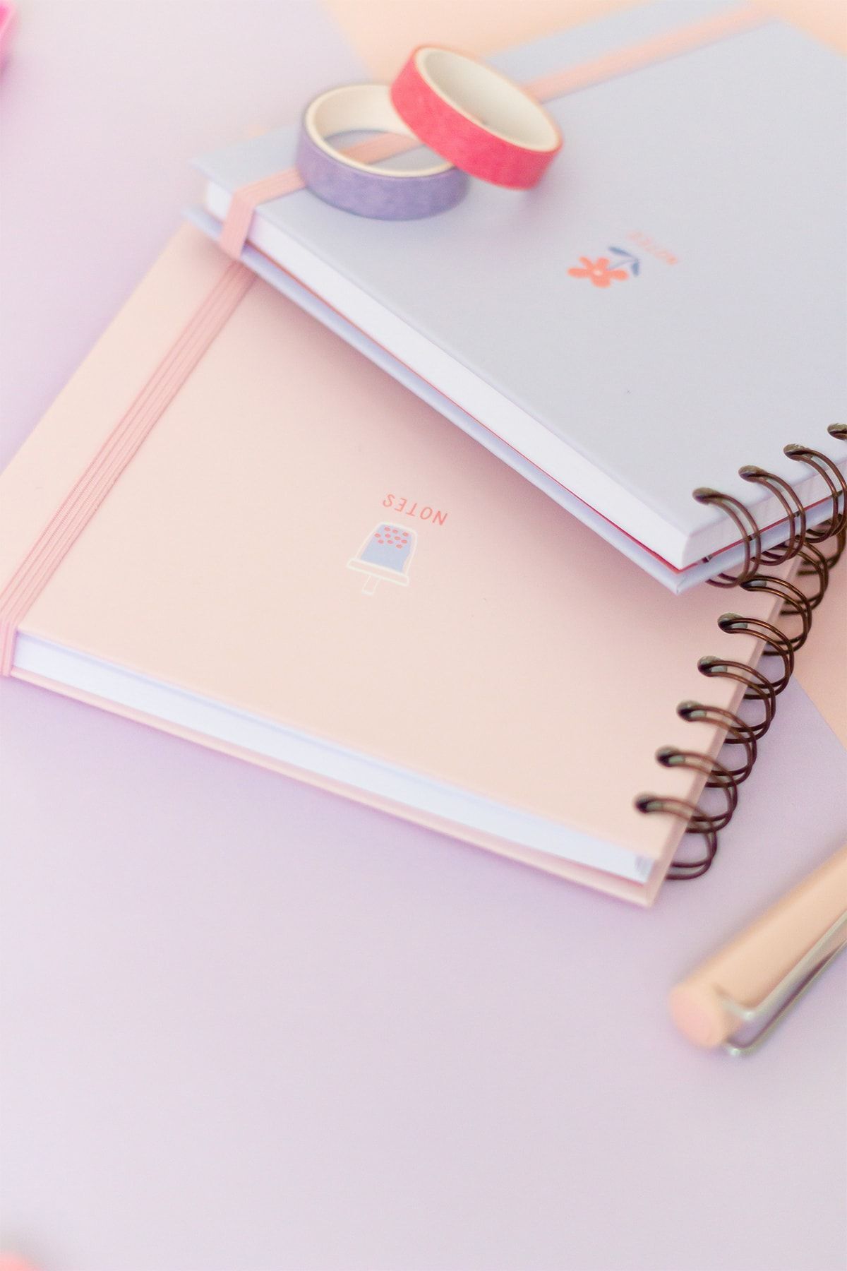 Matt Notebook-15x15 Cm Square Set of 2 Spiral Checkered Undated Notepad Bubble Tea Flower 5