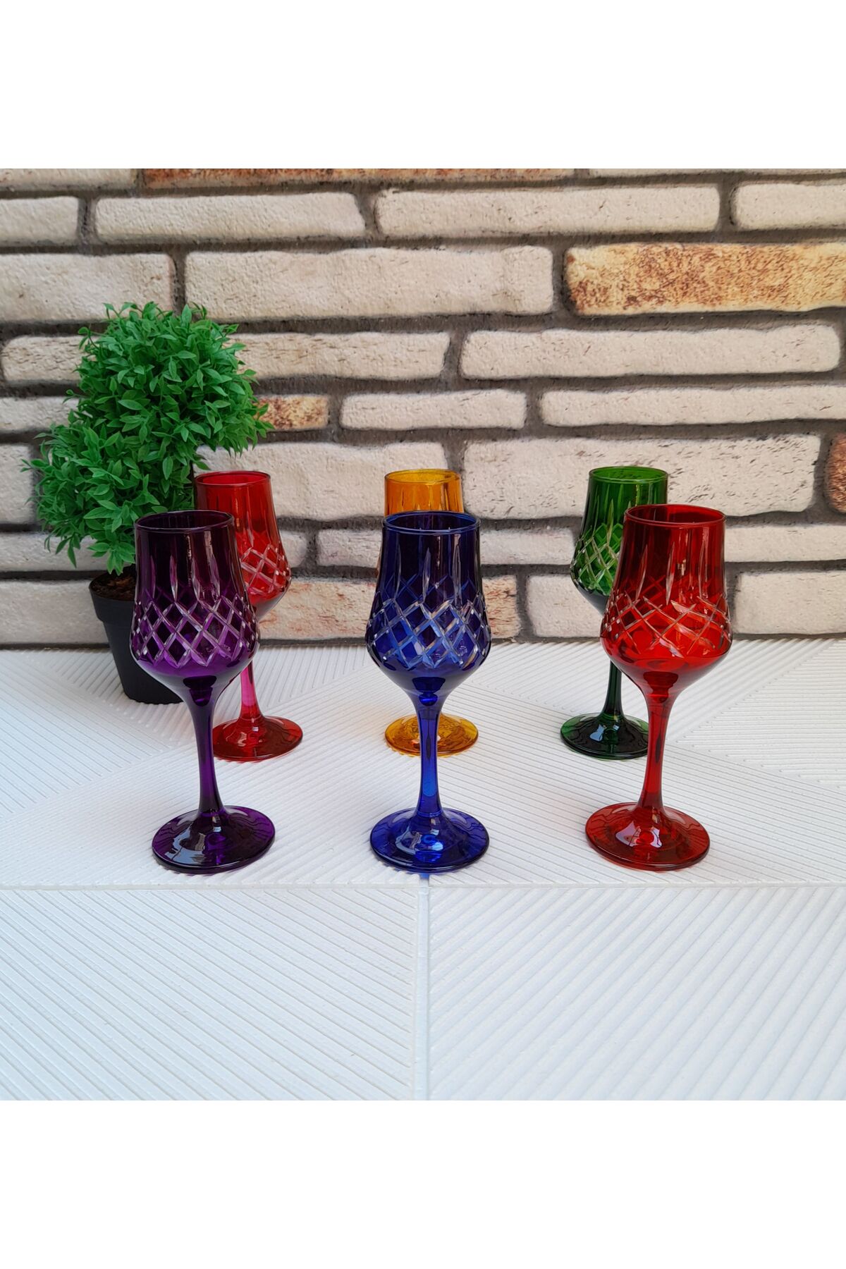 6-Piece Colorful Coffee Side Water Glass with Grappa Feet