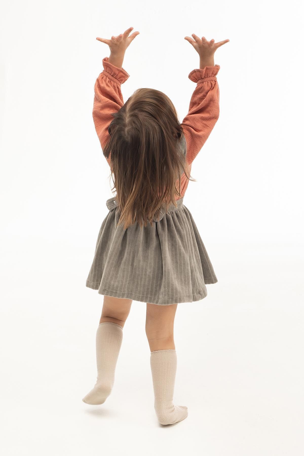 Little Gusto Kadife Jile Elbise Bebek Gri fotoğrafı 7 (önizleme)