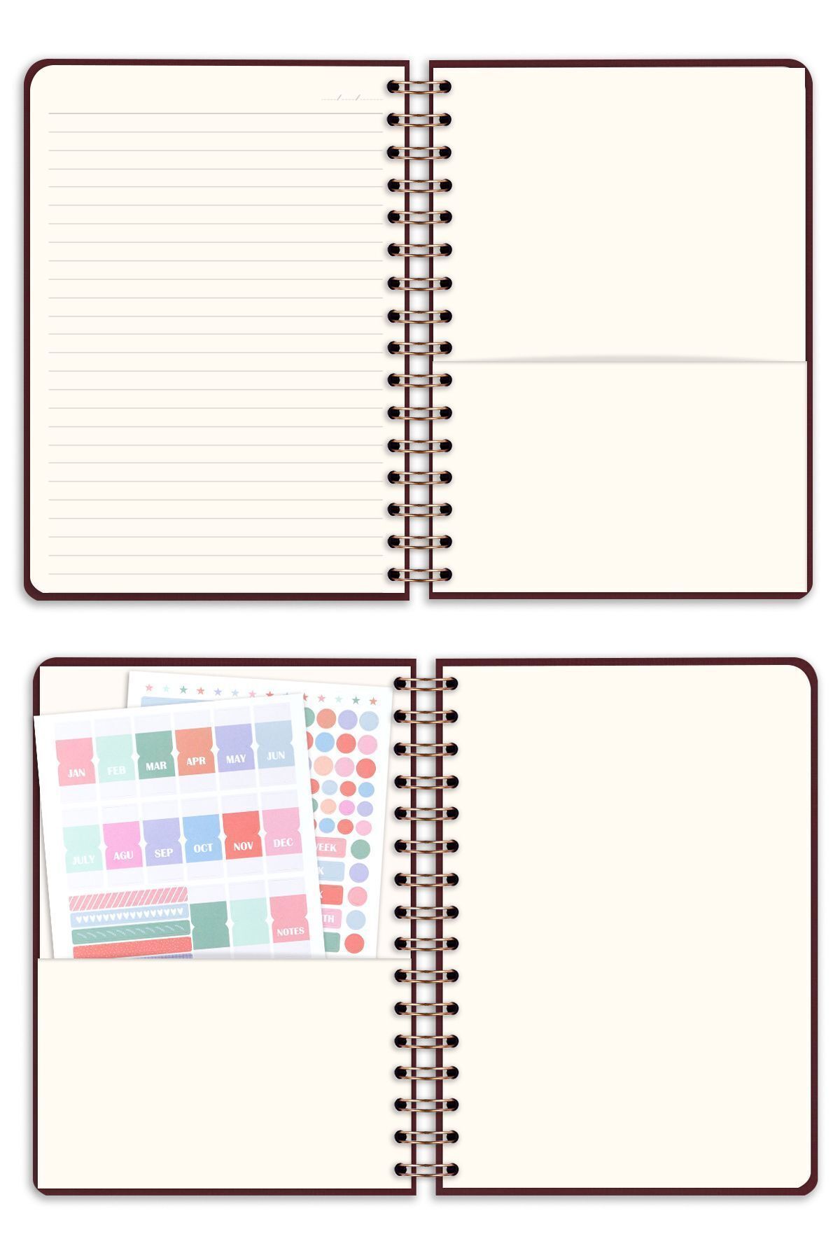 Matt Notebook-15x21 cm SpirAl ClAret Red Linen NotepAd - A5 7