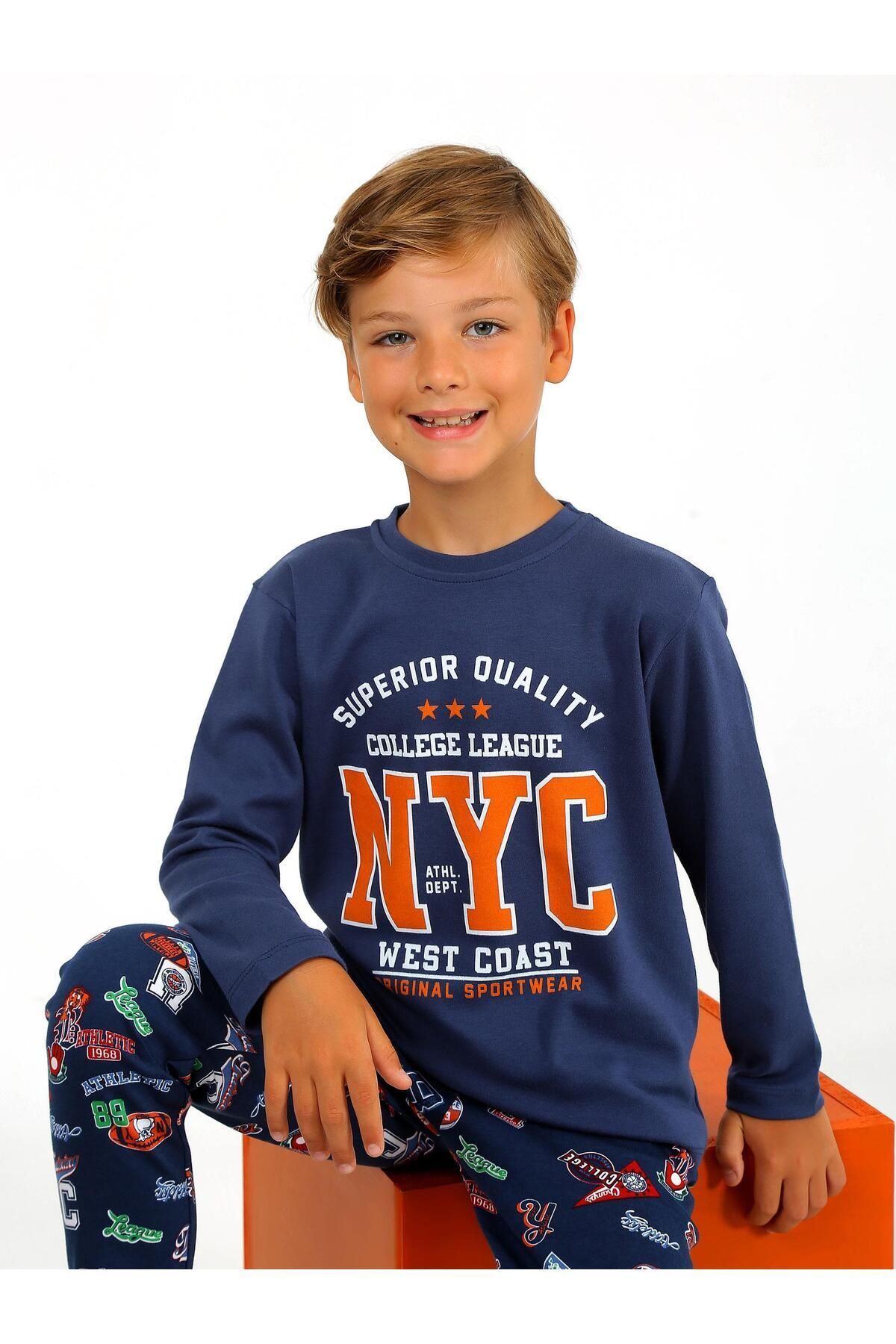 Erkek Çocuk Uzun Kollu %100 Pamuklu Pijama Takımı West Coast