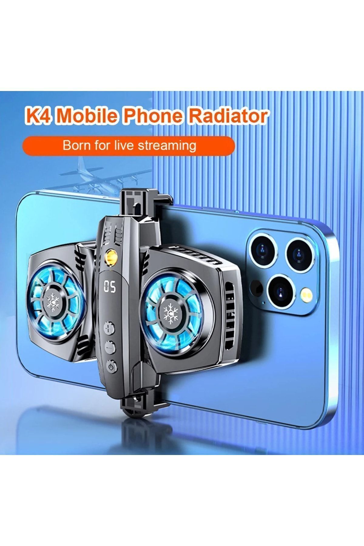 Dual Fan Phone Cooler Portable Radiator Phone Cooling Fan with Temperature Display