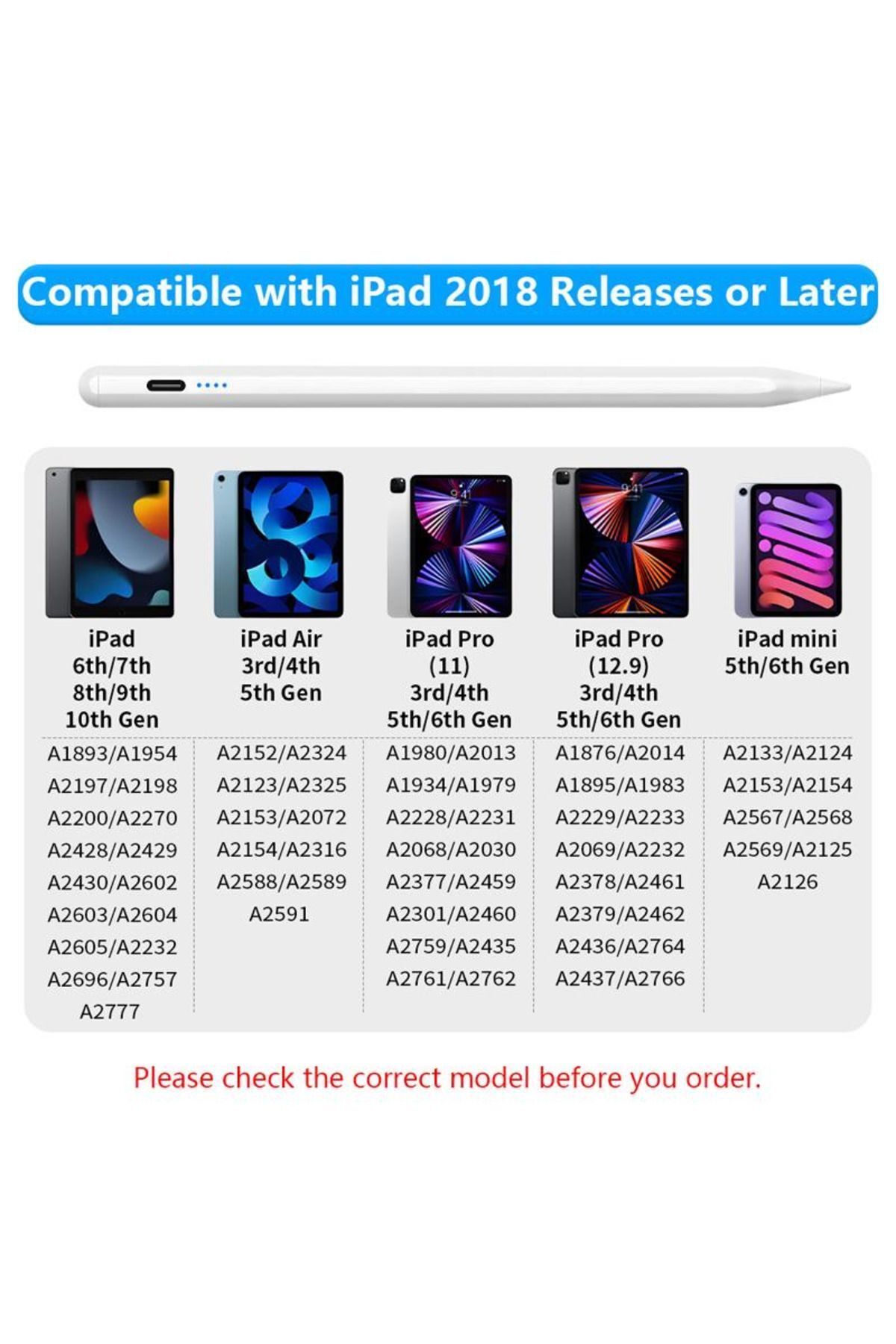 Fogy-Ipad 8 and 9 Generation 2020 /2021 10.2 Pencil Stylus Palm Rejection Drawing Pen with Tilt Feature 5