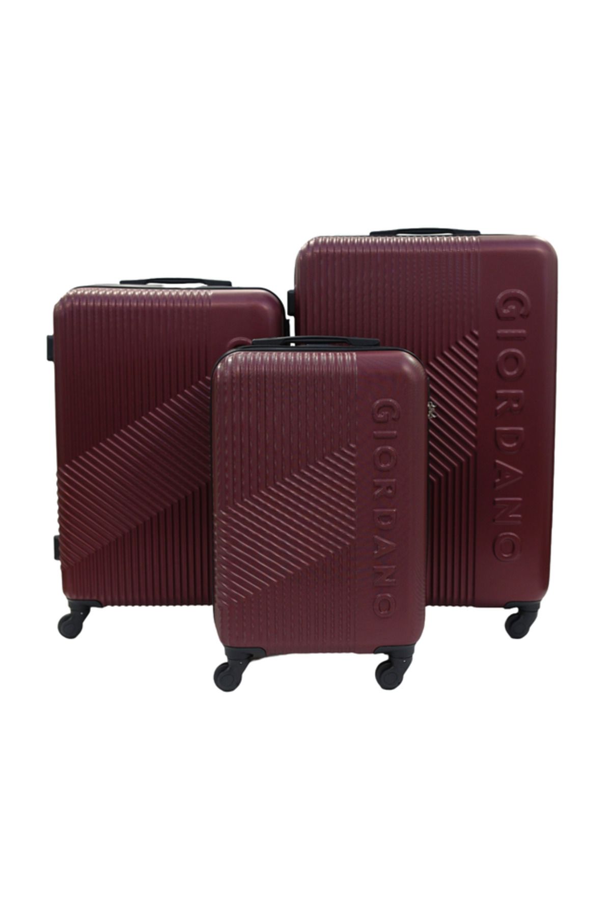 Giordano-Logo Series Luggage Set of 3 Maroon,ABS Hardshell Lightweight Durable Secure Number Lock. 1