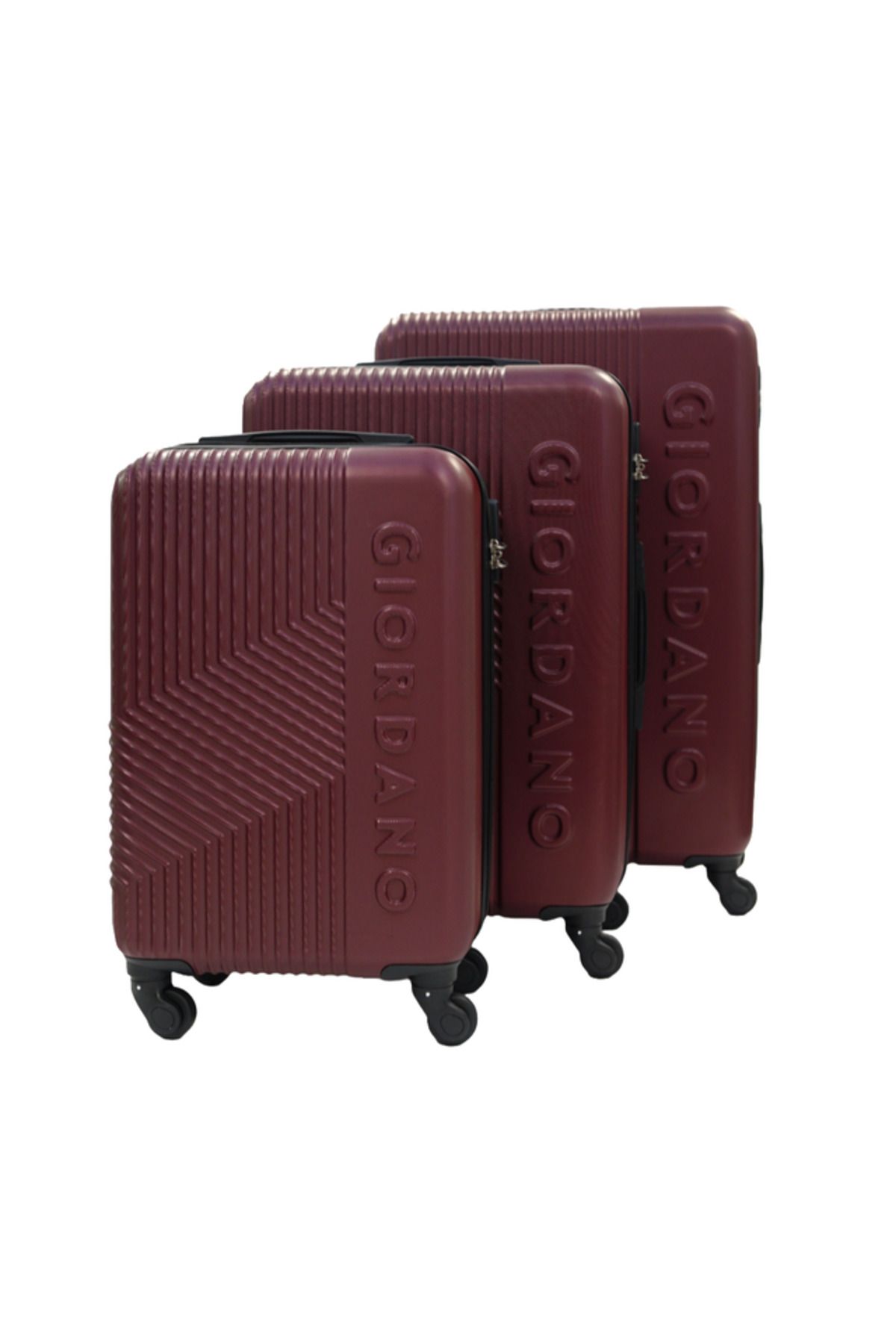 Giordano-Logo Series Luggage Set of 3 Maroon,ABS Hardshell Lightweight Durable Secure Number Lock. 3