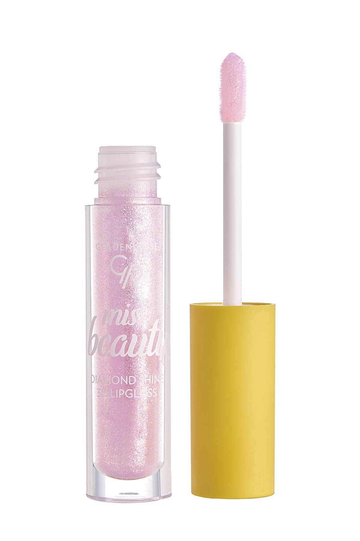 براق کننده سه بعدی Miss Beauty Diamond Shine 3d Lipgloss No:01 Pink Trip - Shimmering Lip Gloss Golden Rose