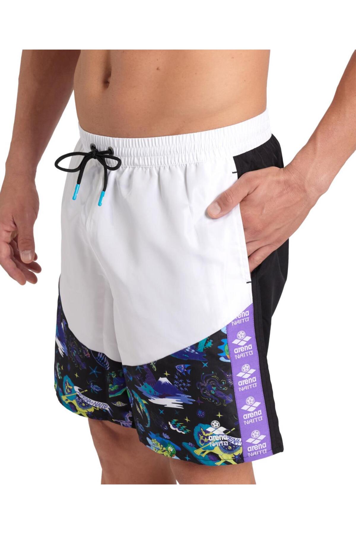 مایو شنا آرنا مردانه  سفید  طرح دار      Beachwear | ARENA TYCB89D8301E87E100 - تصویر 4