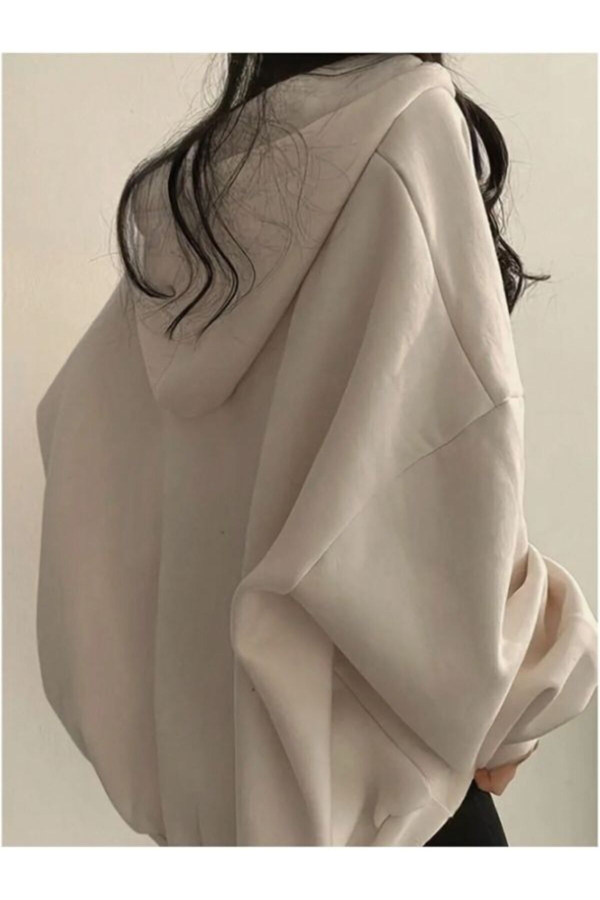 Unisex Patlı Kapüşonlu Oversize Sweatshirt — بژ parlı_kpsswt — تصویر 2 از 6