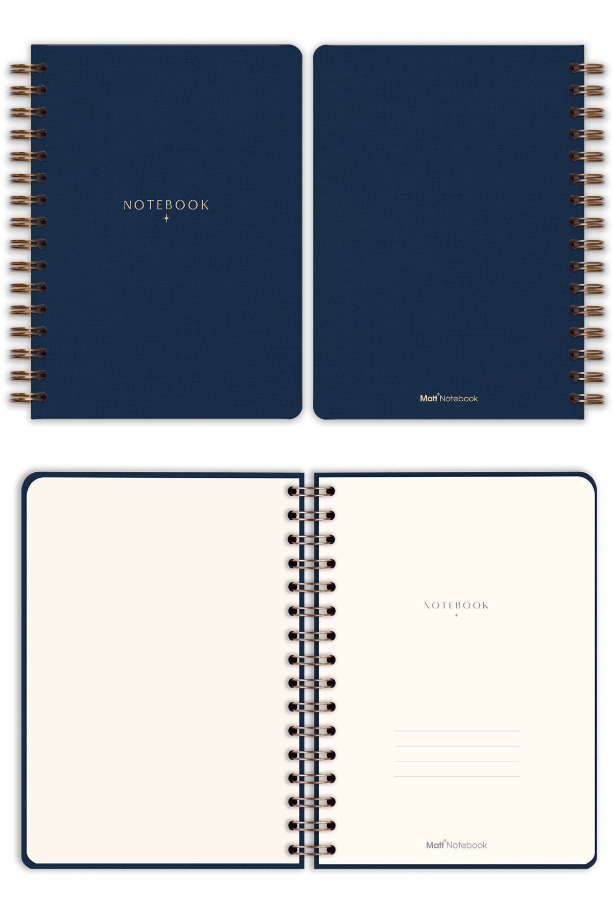 Matt Notebook-Navy Blue A5 15X21 cm Spiral Linen Notepad 6