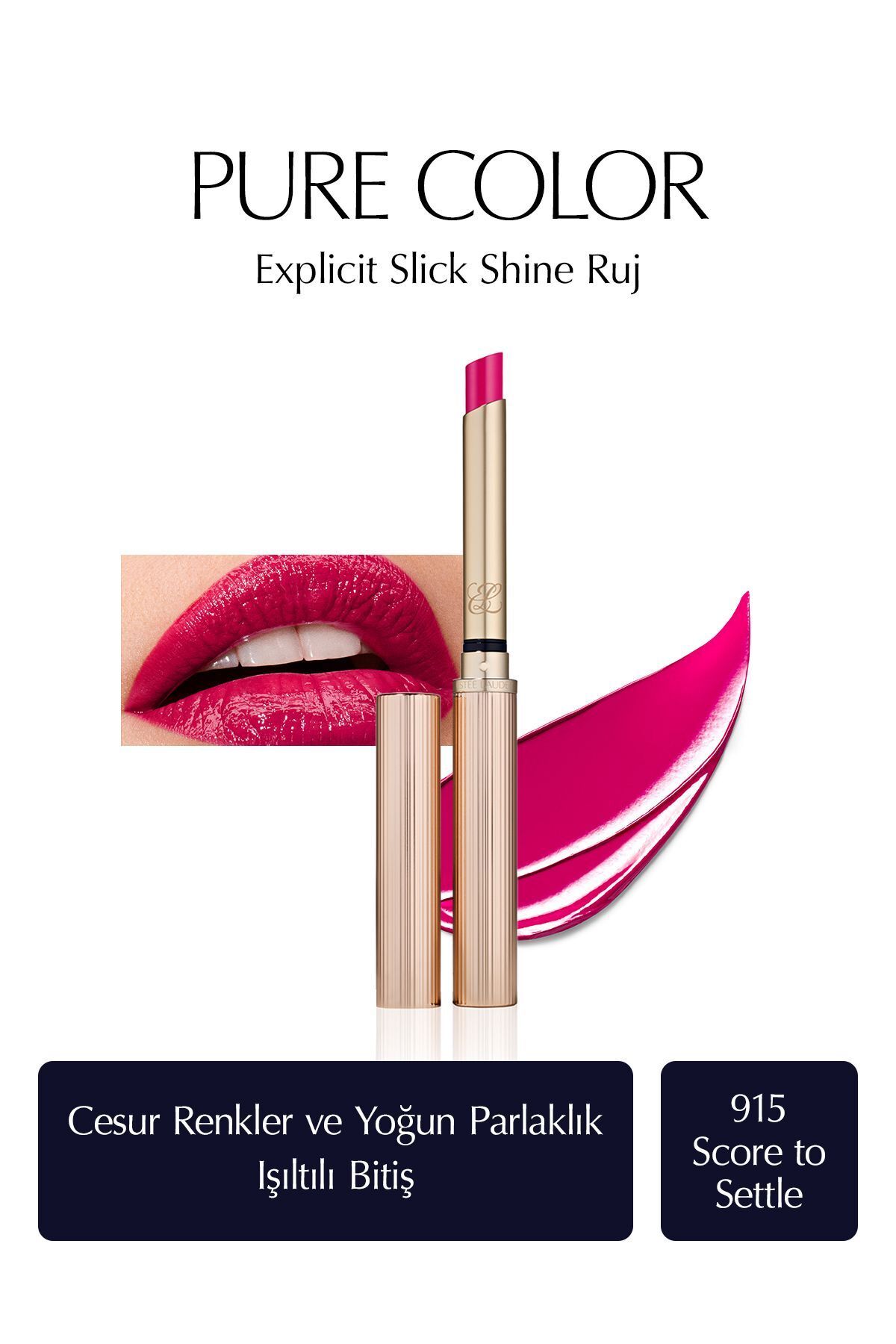 Estee Lauder-915 Model - Pure Color Explicit Slick Shine Shiny Ended Lipstick 1