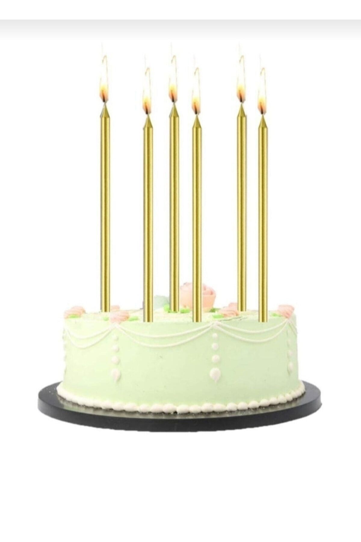 asöy Pasta Mumu Altın Ince Uzun Mum Gold 6lı 13 Cm