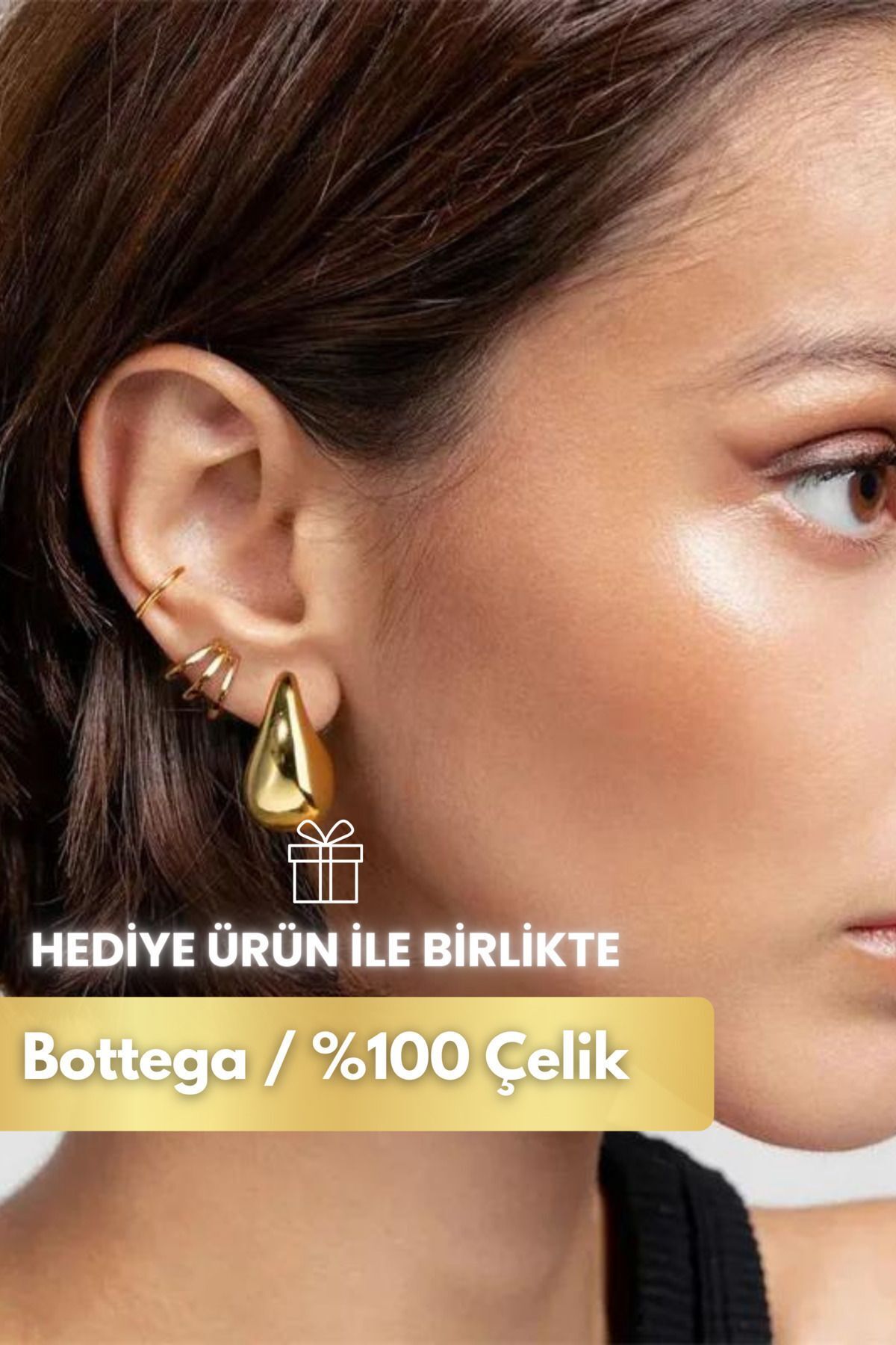 2 Yıl Garanti Göz Yaşı Küpe Çelik Kadın Damla Küpe 5