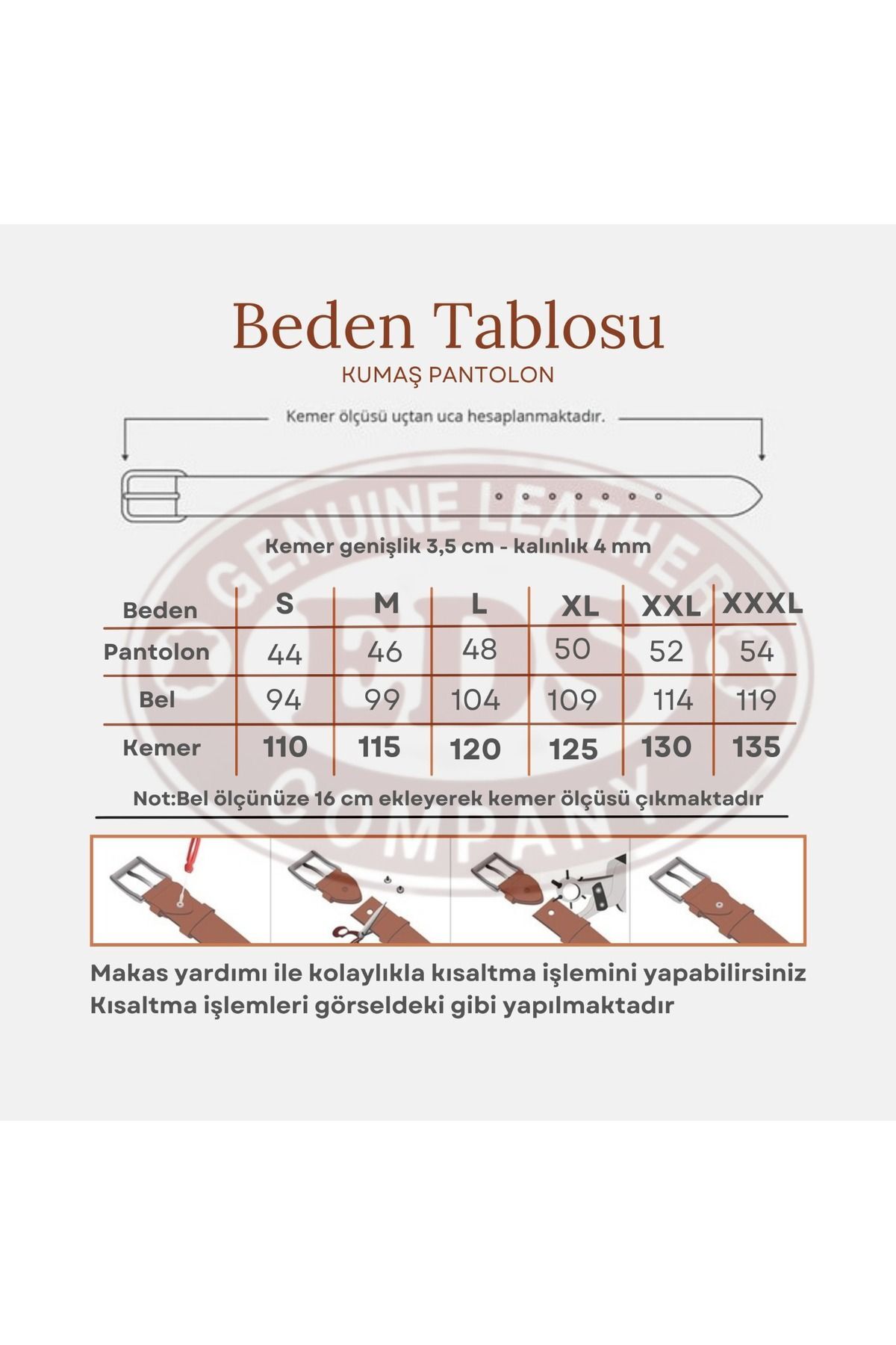 کمربند مردانه مشکی EDS DERİ ÜRÜNLERİ | 2000- SİYAH RUGAN اورجینال - تصویر 3