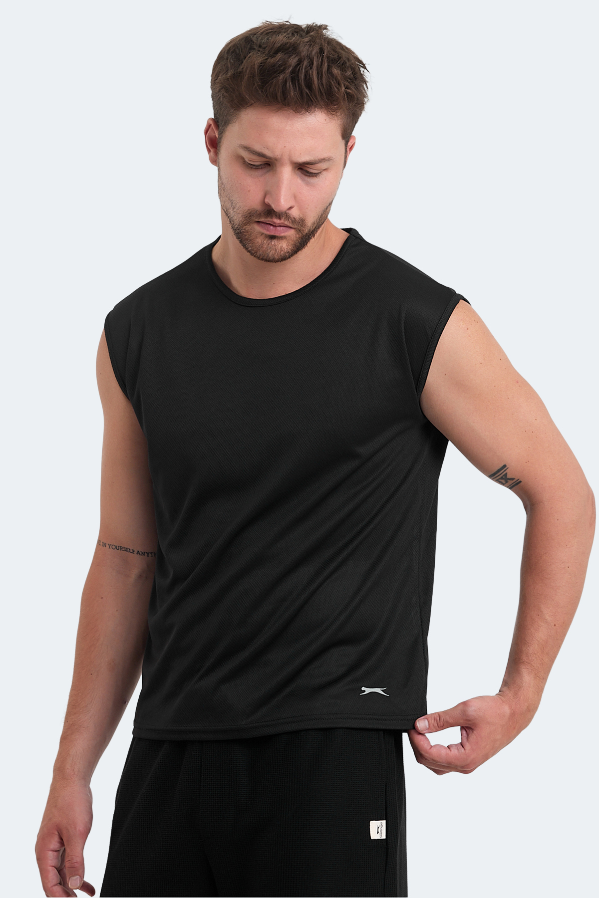 تی شرت ورزشی اسلازنگر مردانه پلی استر مشکی  راسته Regular/رگولار    Regular/رگولار Casual / کژوال | Slazenger ST14TE081 TR - تصویر 5