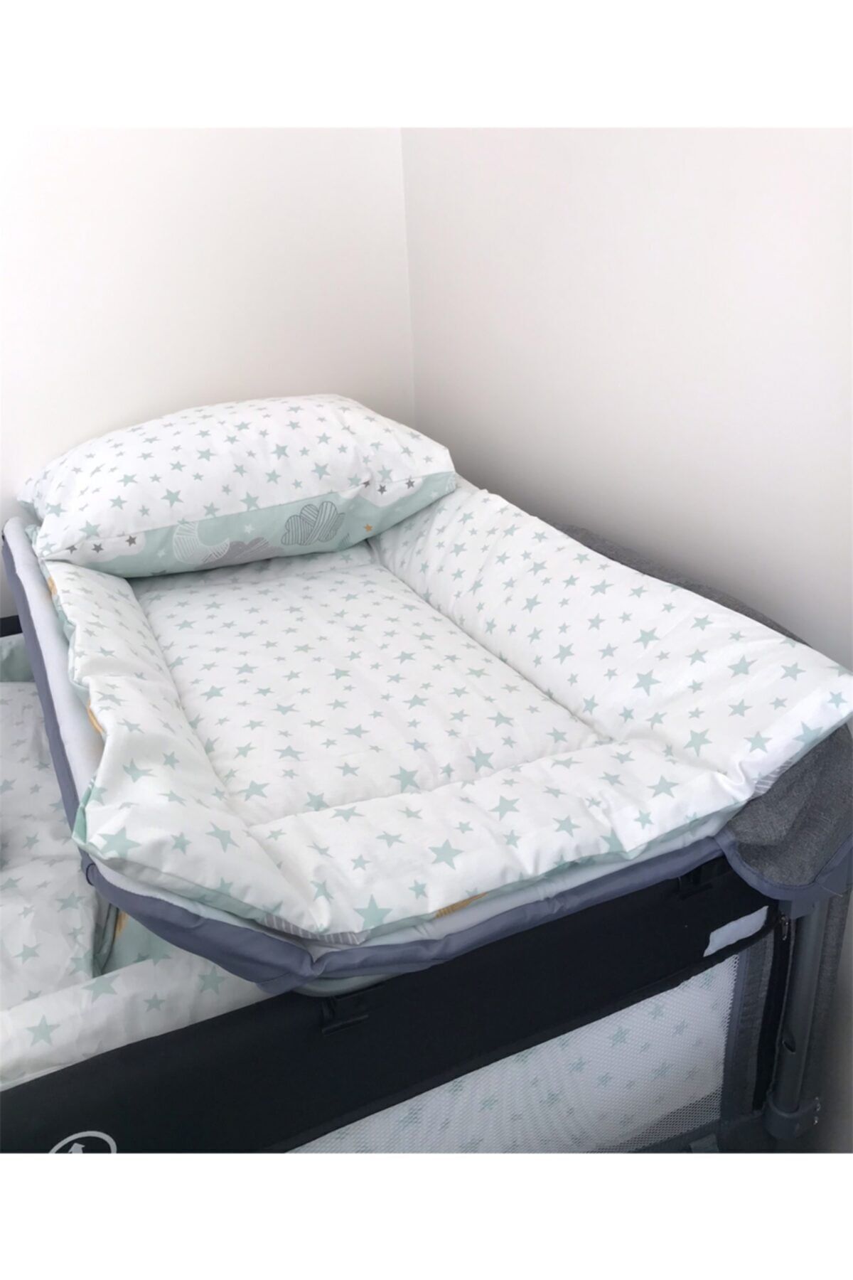 Bebek Özel-وسادة سرير الأطفال والرضع من Green Crescent Star Cotton Park - وسادة مفتوحة من الأسفل 2