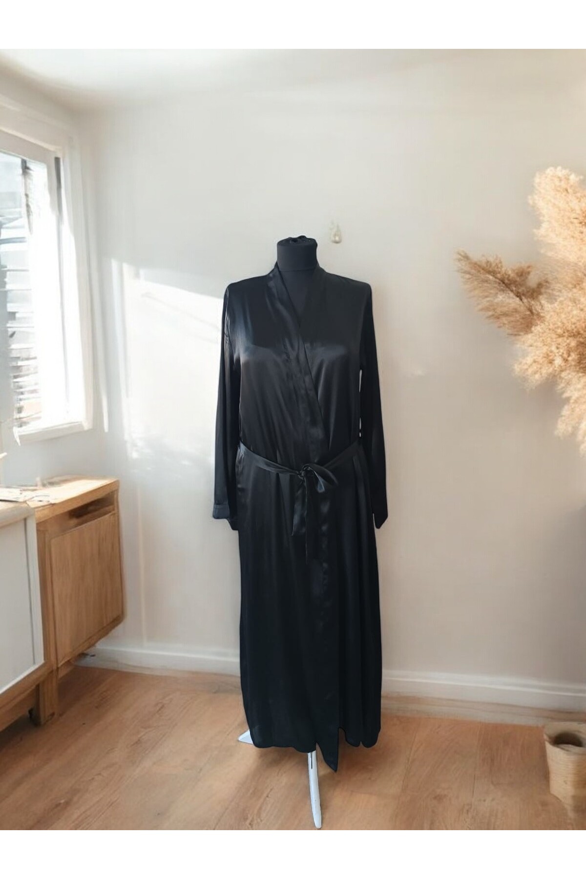 Blessed Home Çeyizlik Ipek Saten ikili uzun Gecelik Sabahlıklı Takım