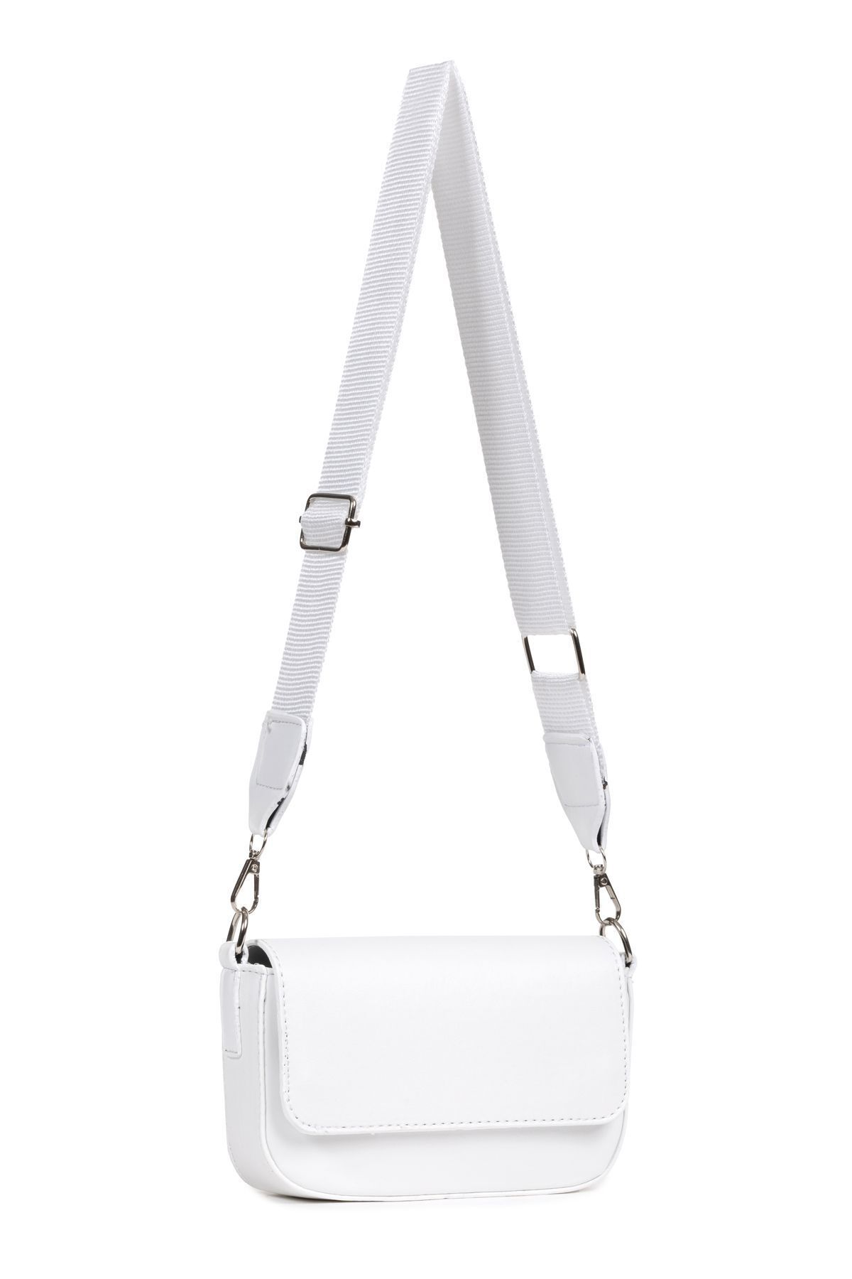macharel jeans-Weiße kleine Baguette-Tasche mit überkreuztem Riemen 1
