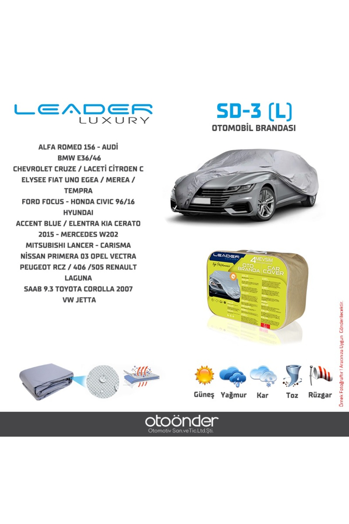 VELÜR Sedan Araba Brandası (FIAT EGEA,LINEA, FORD FOCUS SEDAN ,CELYSEE