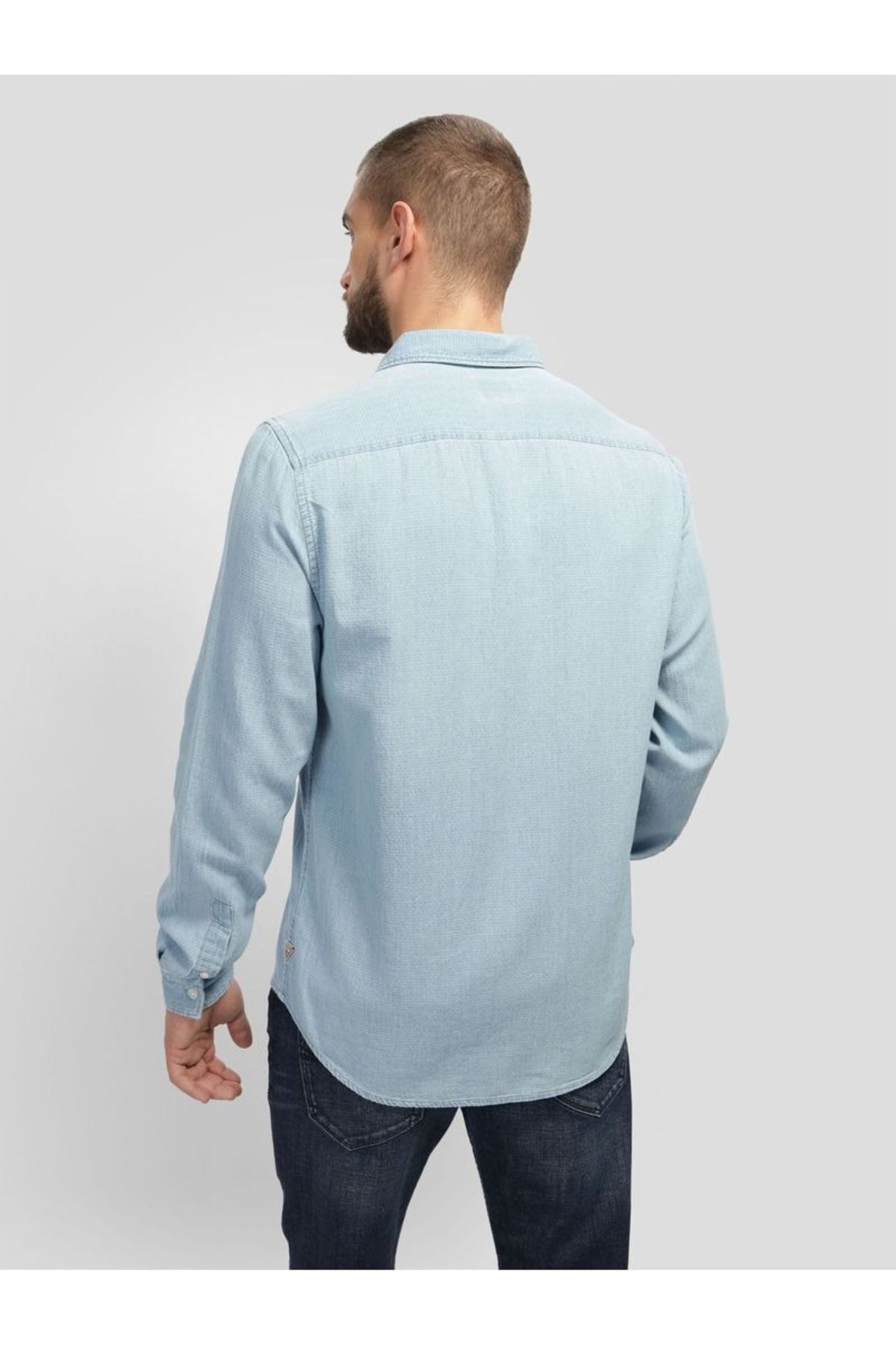 پیراهن مردانه آبی گس | M4GH62WG1X0-FB3F اورجینال - تصویر 4