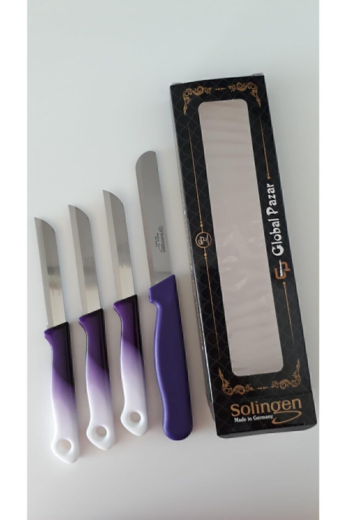 Solingen 3 Ebruli Mor Meyve Bıçağı Ve Mikro Tırtıklı Doğrama Bıçağı Seti