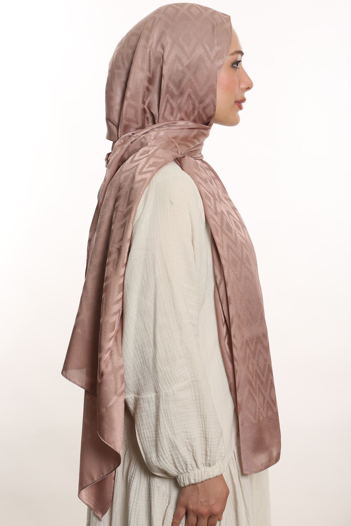 m moon scarf-High Quality Imported Fabric and Italian Stitched Tile Pattern Shawl - "onion Shell" 5