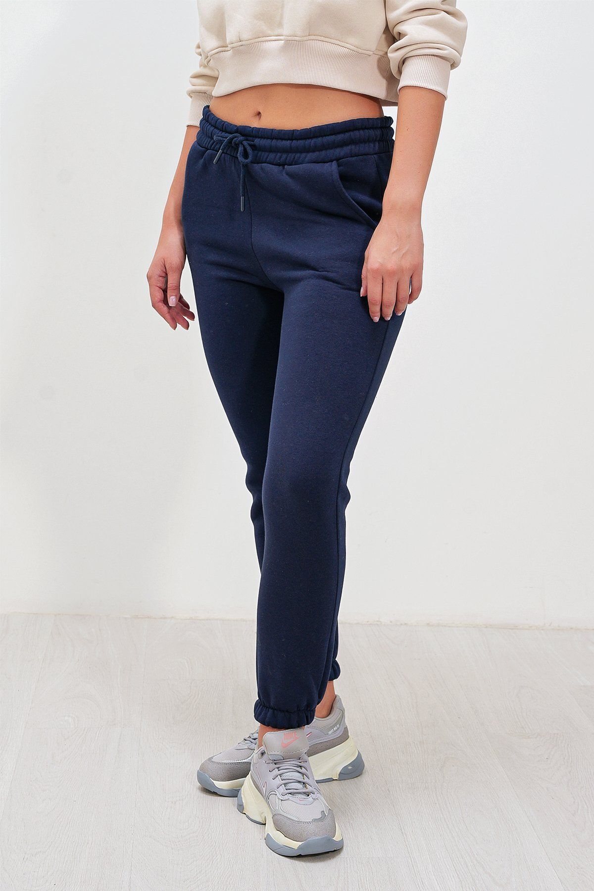 HAKKE-Pantaloni de trening cu trei fire cu buzunare 3