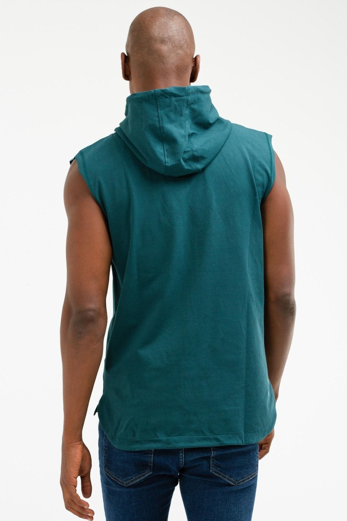 speedlife-Petrol Regular Cotton Hooded Zero Sleeve Men's T-Shirt Xf1164 6