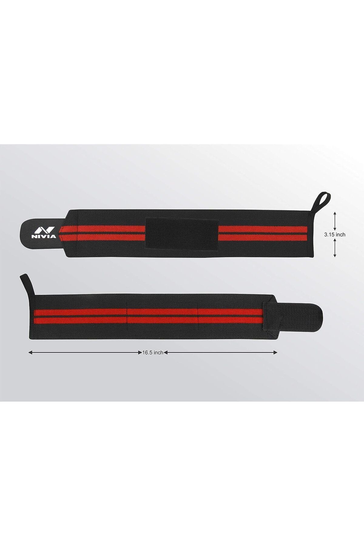 Nivia-Weight Lifting Wrist Support |Black/Red, Free Size - Adjustable with Velcro & Thumb Loop Strap 3