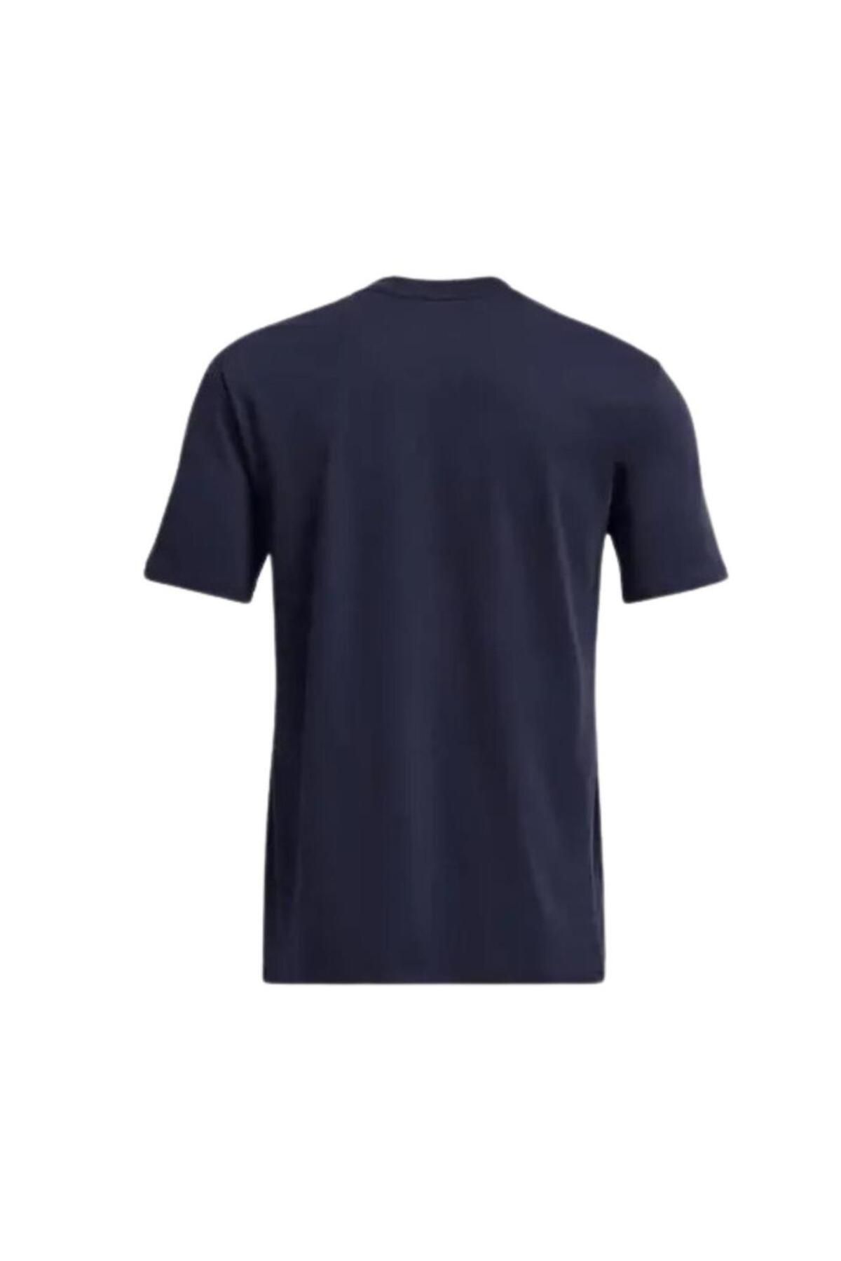 تی شرت ورزشی آبی مردانه برچسب زرهی سنگین وزن در UA آستین کوتاه 1382831 410 Under Armour