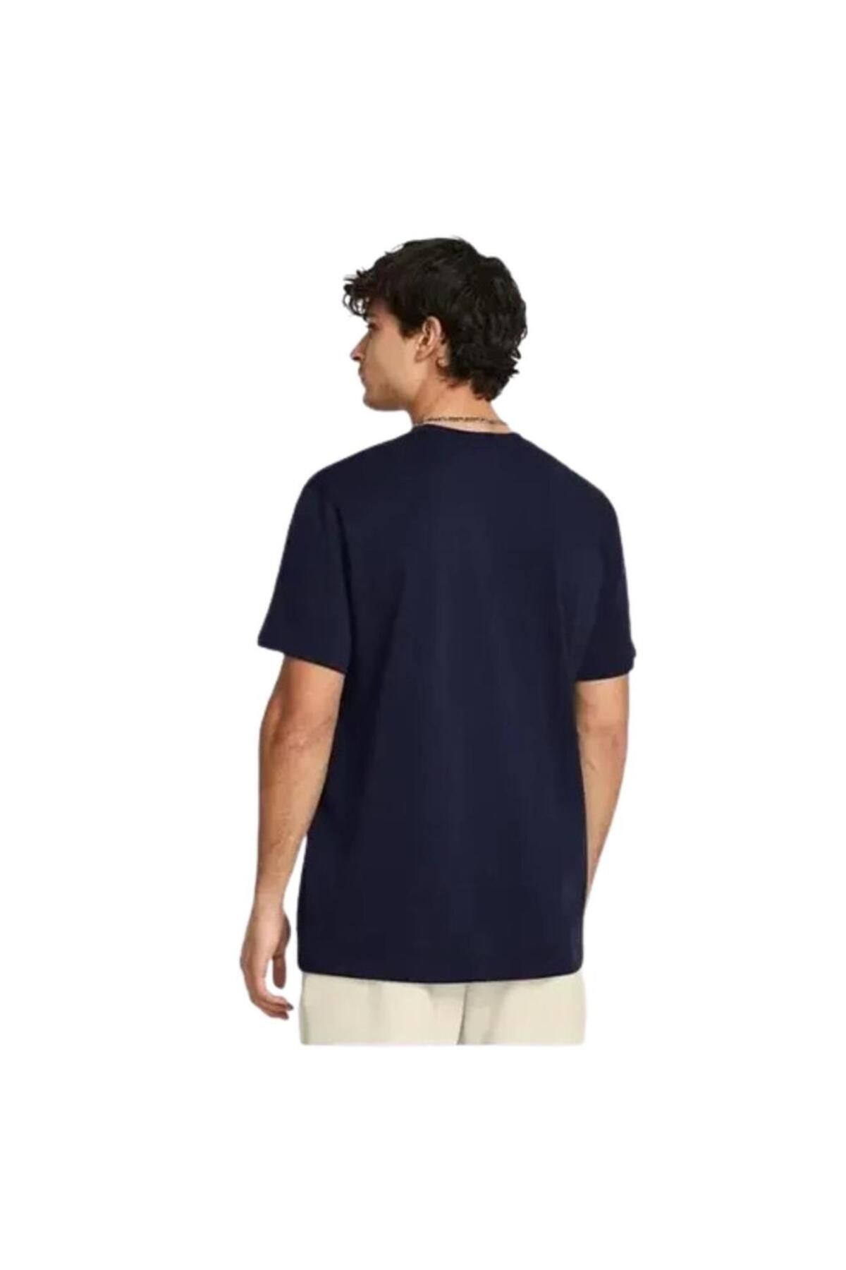 تی شرت ورزشی آبی مردانه برچسب زرهی سنگین وزن در UA آستین کوتاه 1382831 410 Under Armour
