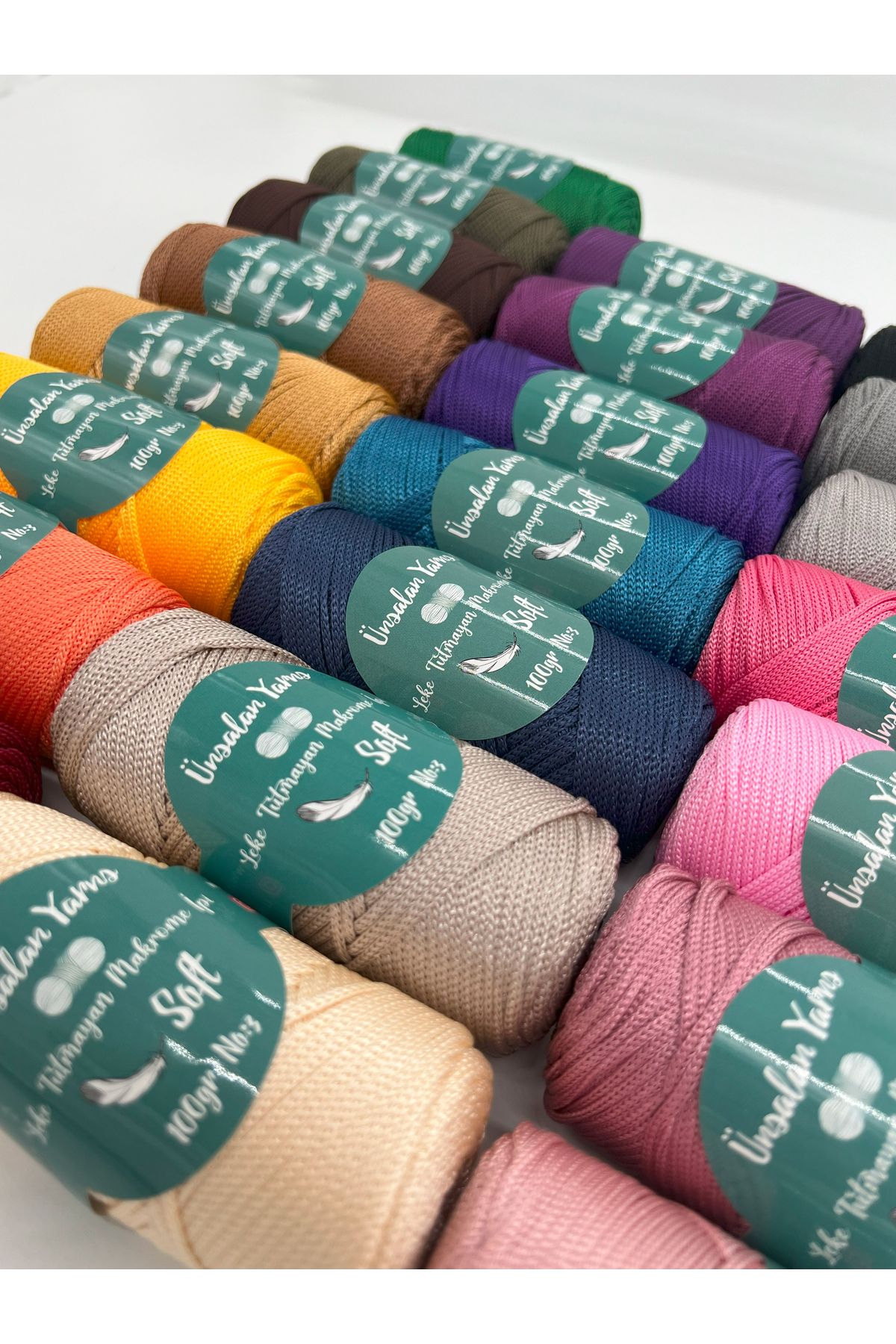 ÜNSALAN HOBİ-Premium Polyester 100gr Ecru Macrame String - 120mt 2mm Σετ 5 χορδών 5