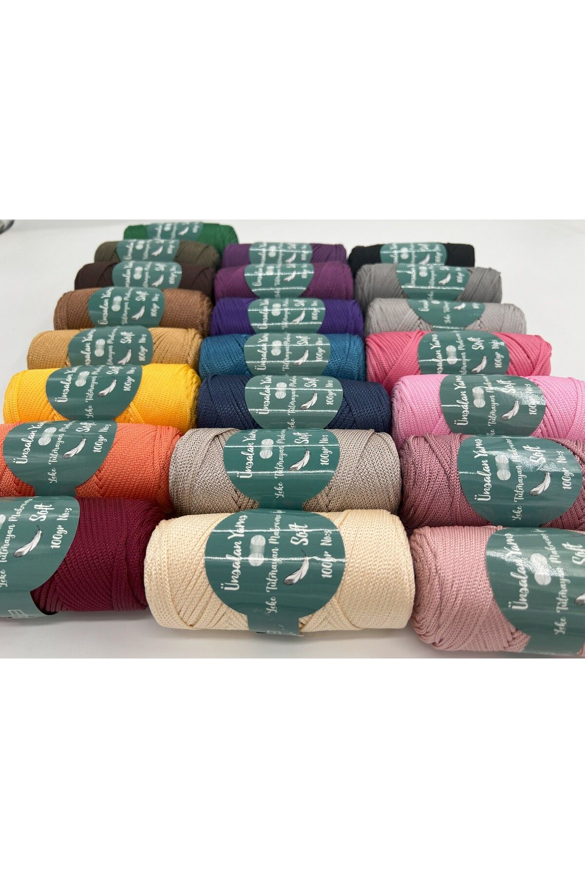 ÜNSALAN HOBİ-Premium Polyester 100gr Ecru Macrame String - 120mt 2mm Σετ 5 χορδών 7