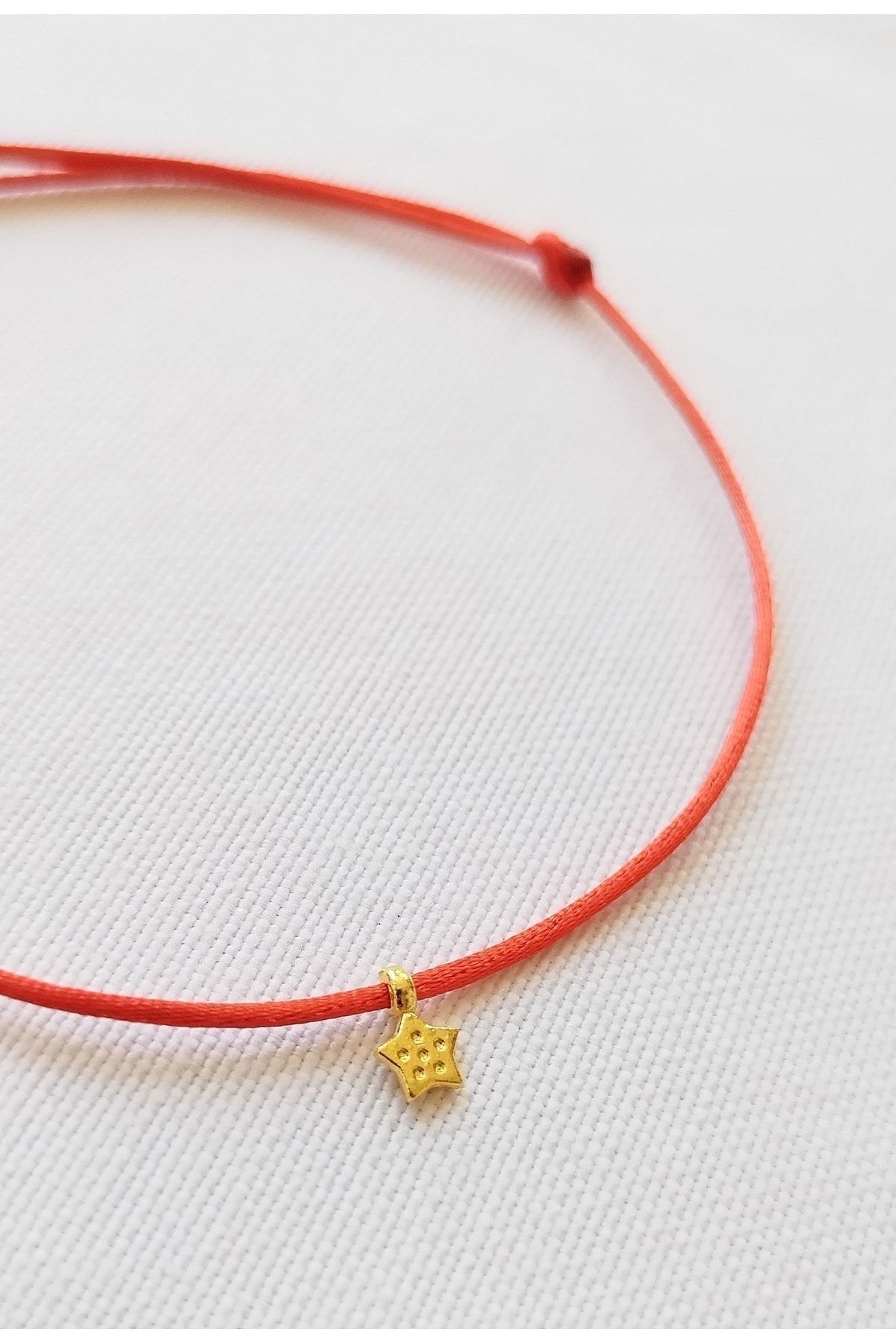 Red Satin Rope Star Detailed Anklet